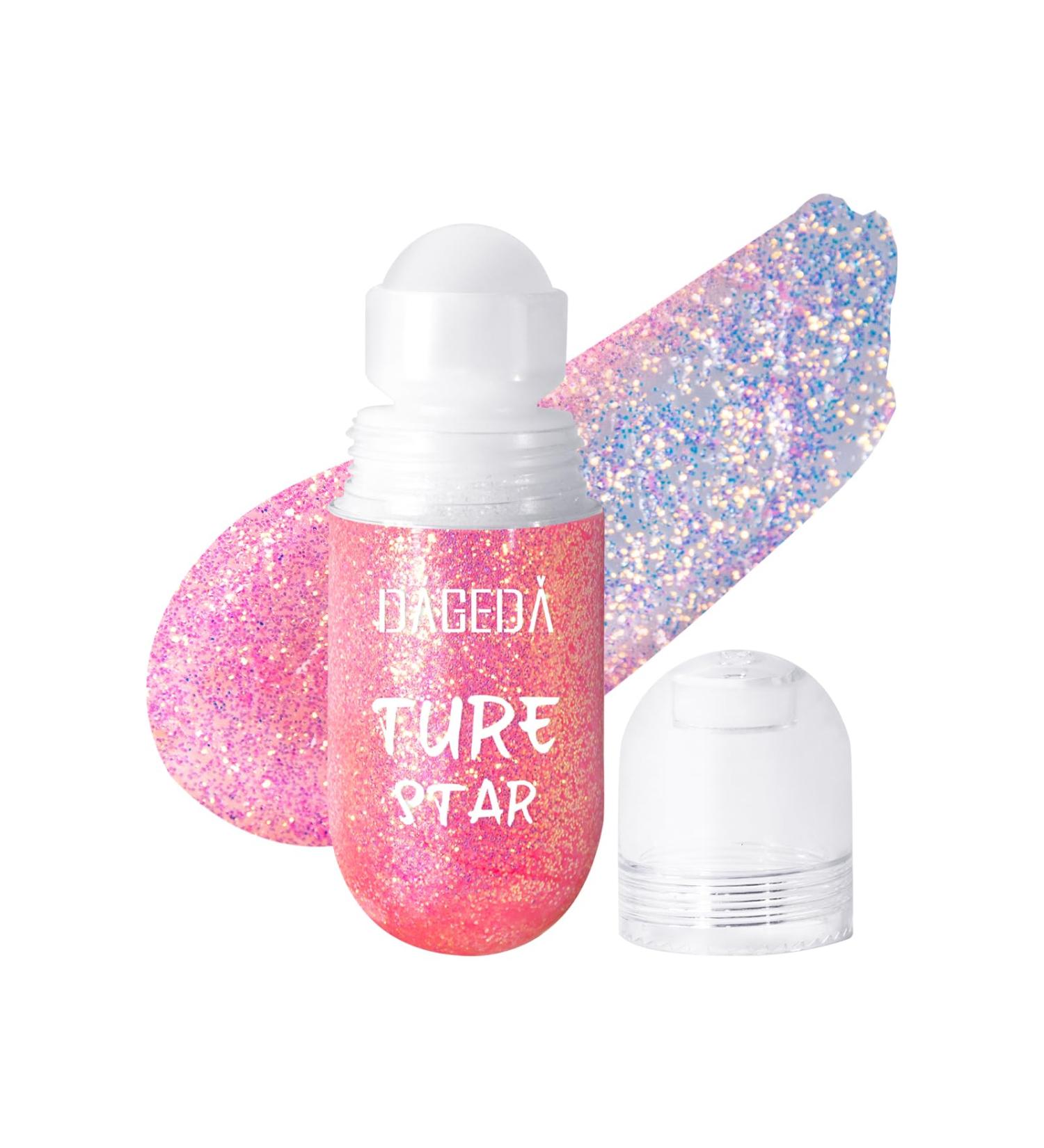 Pheral Roll-On Body Glitter Gel | Mermaid Makeup Festival Rave Accessories | Holographic Face Paint & Hair Glitter | Sparkling Body Shimmer for Halloween & Rave Parties (06 Pink) - Buy Online on GoSupps.com