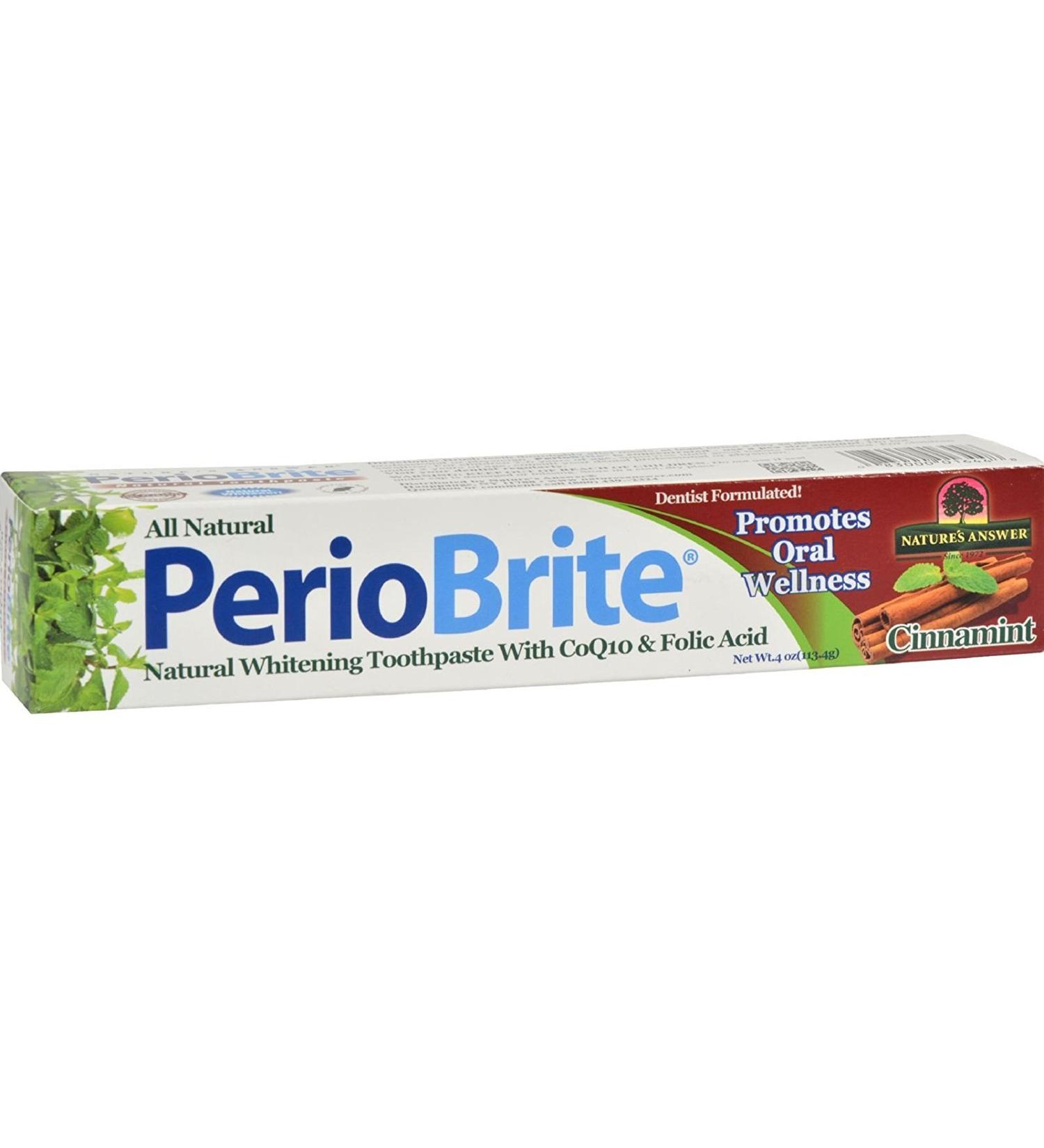Natures Answer Periobrite Toothpaste - Cinnamon - Whitens and Brightens - Great for Sensitive Teeth - 4 oz (Pack of 4)