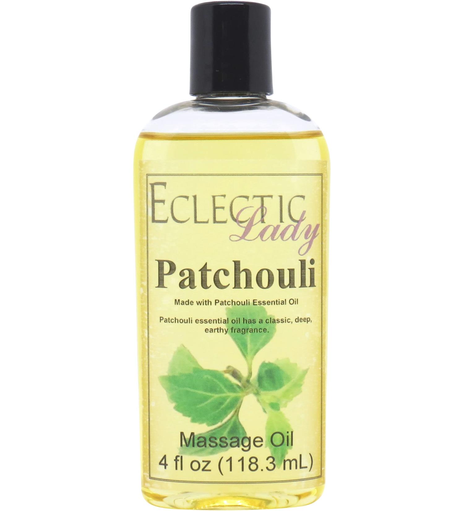 All Natural Patchouli Massage Oil - 4 oz | 100% Natural Ingredients Relaxing Scent Sweet Almond & Jojoba Oil for Men & Women - Buy Online on GoSupps.com