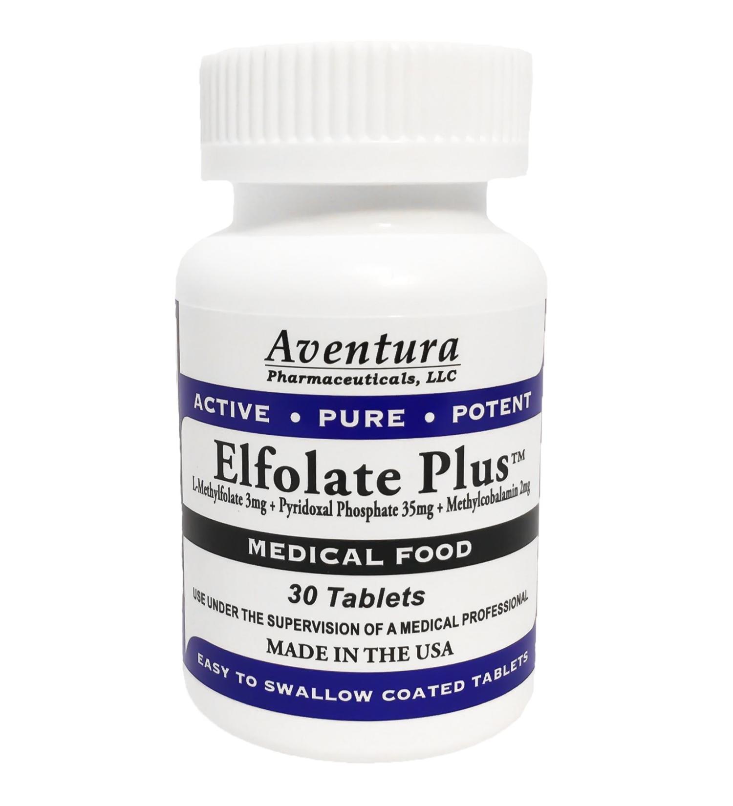 ELFOLATE Plus 3mg L-Methylfolate Methyl Folate Supplement - Professional Strength Medical Food Recommended by Doctors - 30 Tablets - Buy Online on GoSupps.com