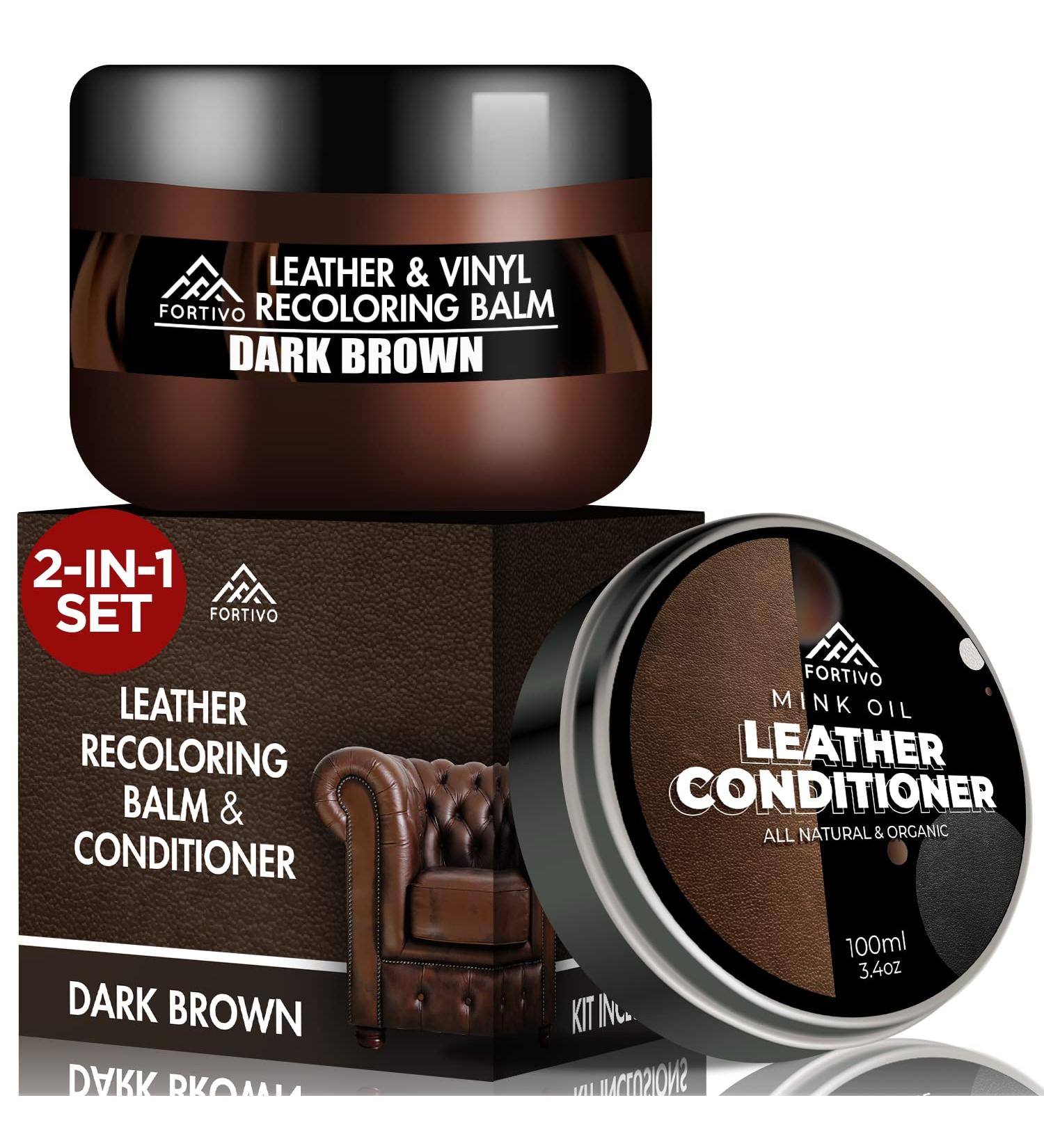 FORTIVO Leather Recoloring Balm - Mink Oil  Leather Repair Kit for Furniture  Dark Brown Leather Dye  Leather Repair Kit  Mink Oil Leather Balm  Leather Repair Kit for Couches  Mink Oil for Leather - Buy Online on GoSupps.com