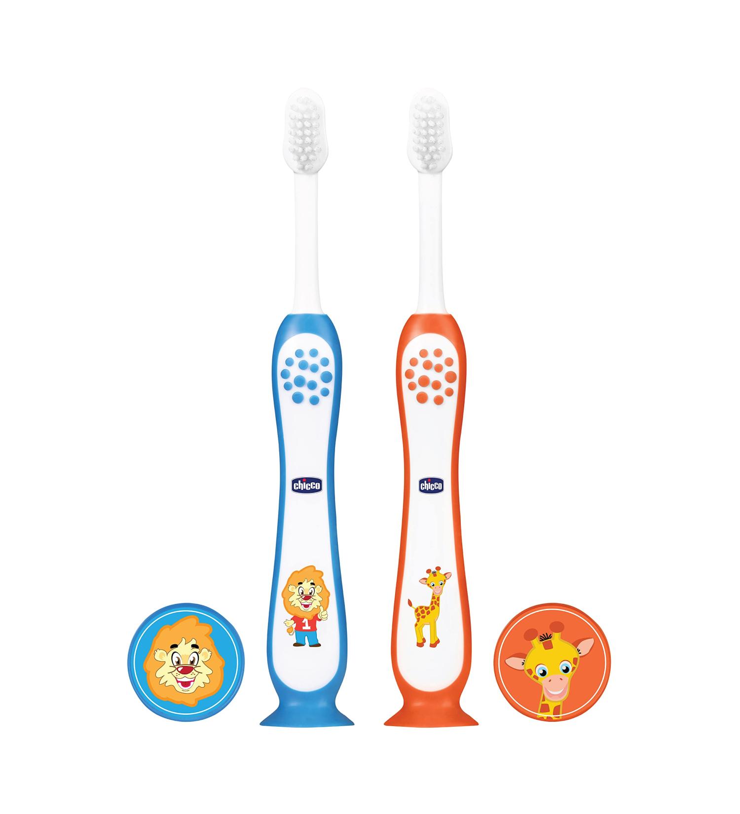 Chicco Toothbrush Set Blue & Orange for Ages 3-8 | International Shipping Available - Buy Online on GoSupps.com