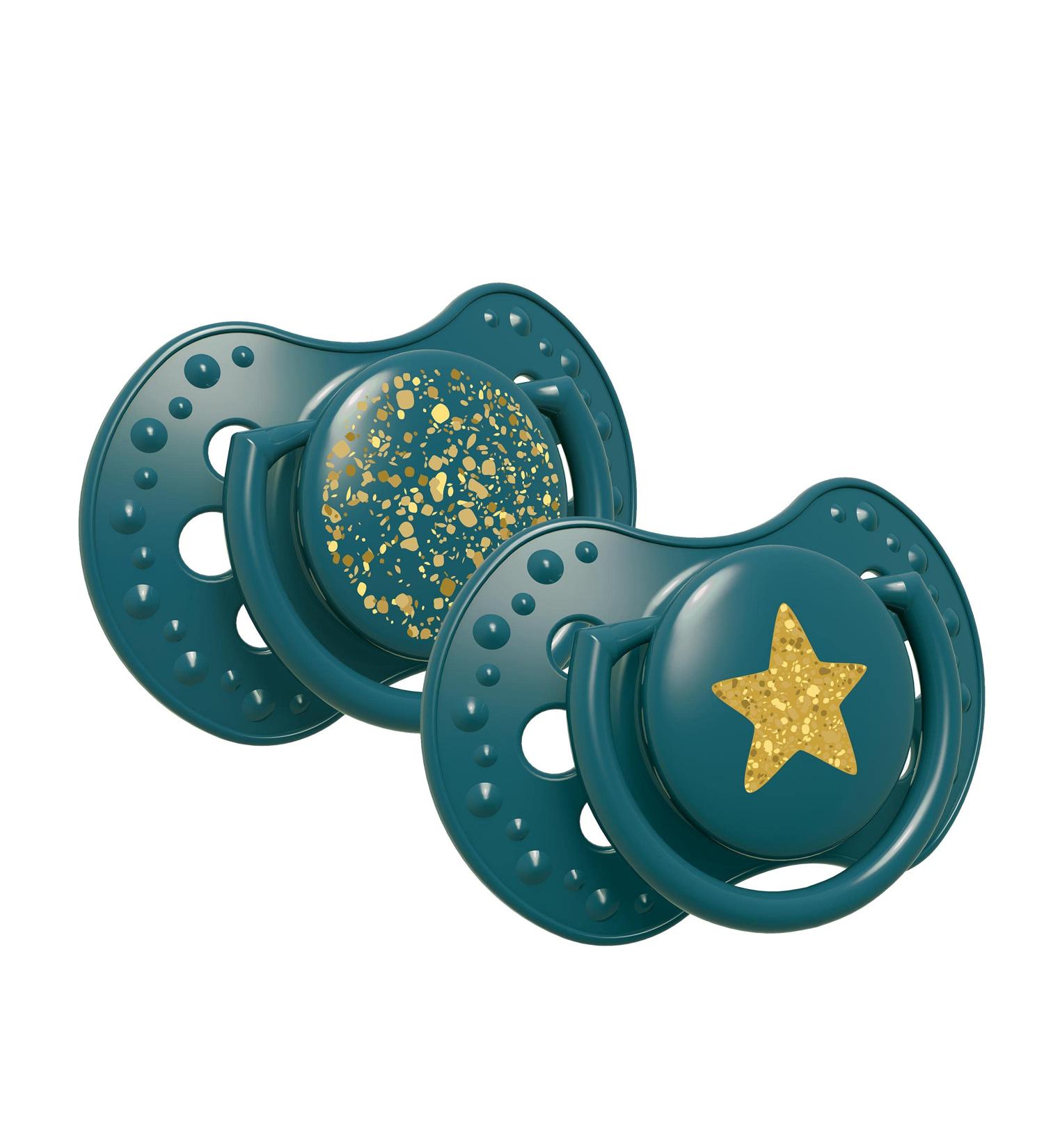 LOVI Silicone Dynamic Pacifier 6-18 2 pieces Stardust Green