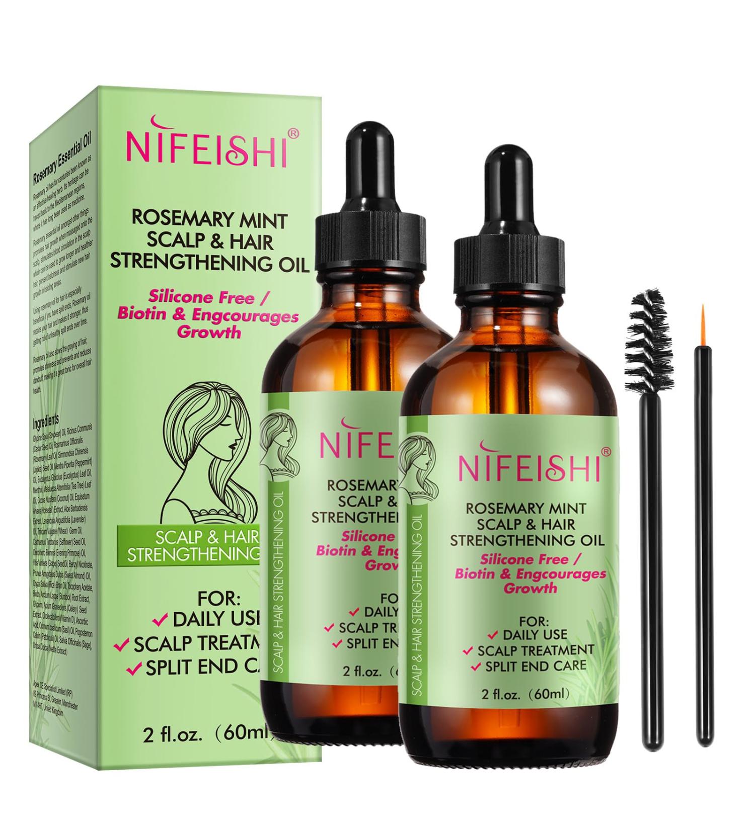  Bieyoc Rosemary Oil for Hair 2 PCS Rosemary Oil for Hair Growth and Hair Loss Stimulates Hair Growth Nourish Scalp and Strengthen Hair - Buy Online on GoSupps.com