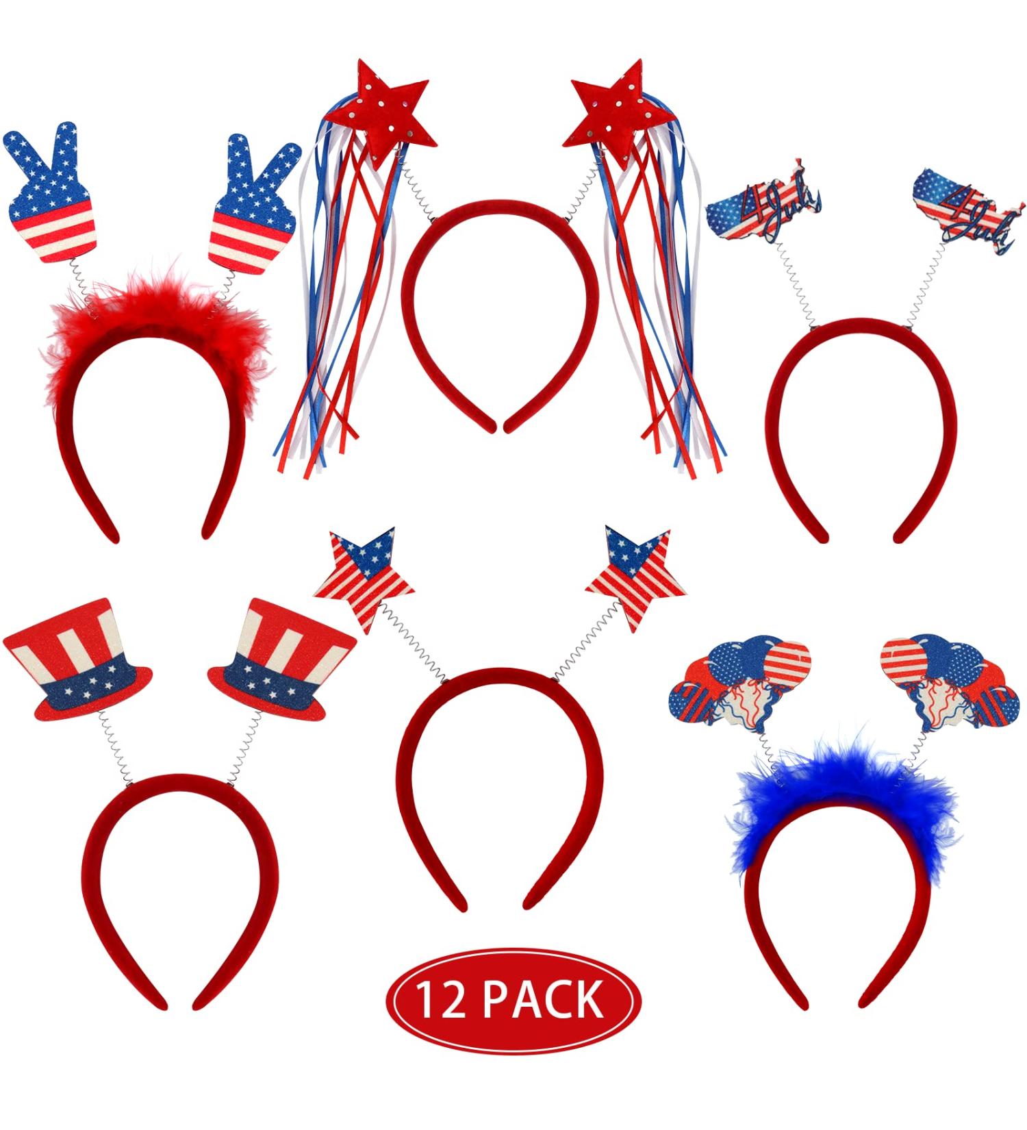 Patriotic Head Bopper Headband Set - 12 PCS 4th of July & Memorial Day Accessories - Buy Online on GoSupps.com