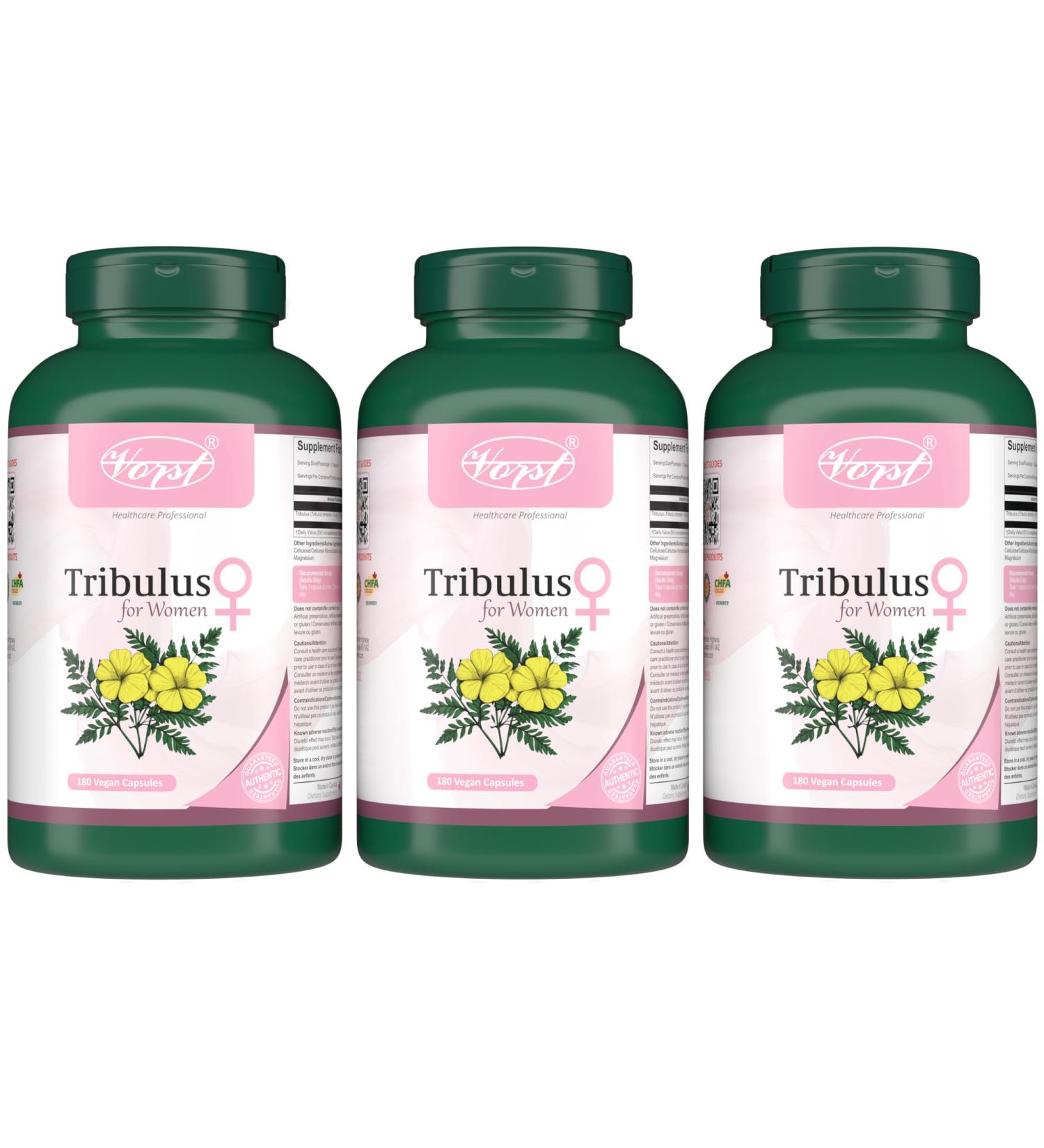 VORST Tribulus Terrestris Extract for Women 3 x 180 Vegan Capsules | 3 Bottles 540 count (Pack of 1) - Buy Online on GoSupps.com