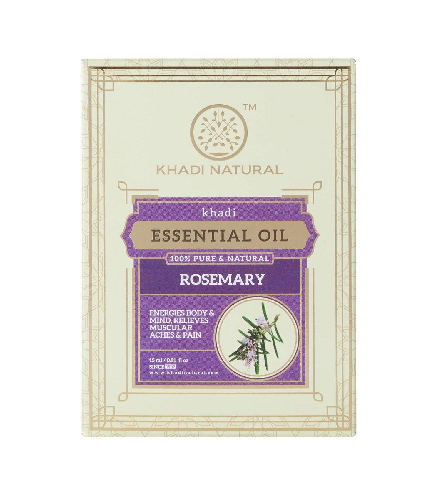 Khadi Natural Ayurvedic Rosemary Essential Oil| for for Skin Hair Growth Aromatherapy| Stress-Relieving Properties| Natural and Therapeutic| 15ml
