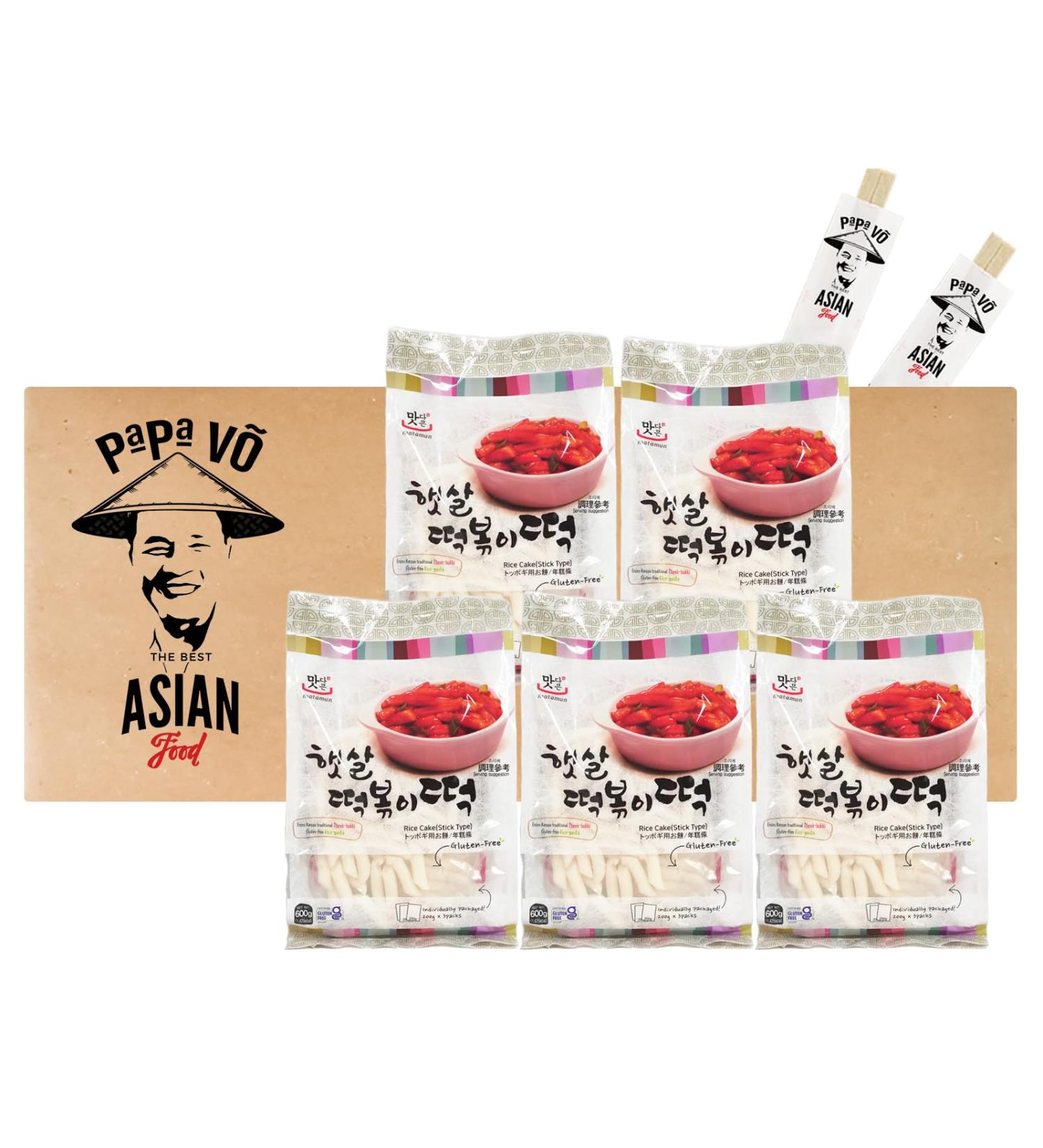 Pack of 5 (5x600g) Matamun Toppoki rice cake sticks Banh Gao (Papa Vo)
