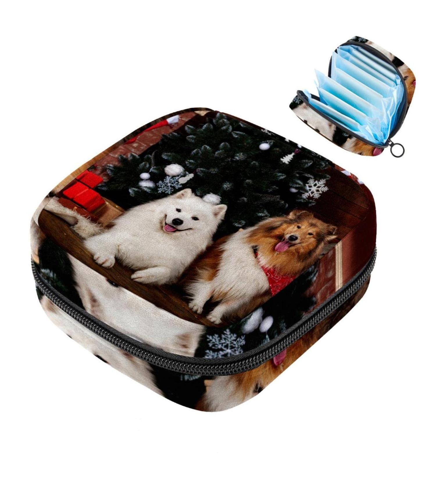 Christmas Puppy Dog Napkin Storage Bag | Portable Zippered Pouch for Teen Girls & Women - Buy Online on GoSupps.com