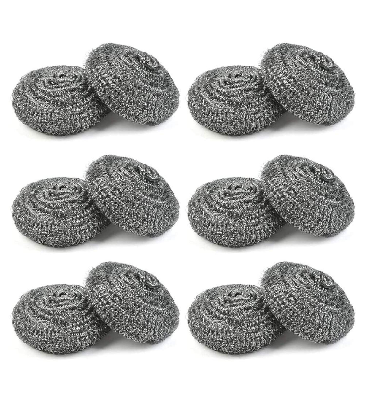 12 pcs Steel Wool Dish Scrubber Steel Wool Scrubber Stainless Steel Scouring Pad Sponge Kitchen Cleaning Ball Easy to Scoure Tough Kitchen Greasy Dirt for Cleaning Dishes Pots Pans and Ovens - Buy Online on GoSupps.com