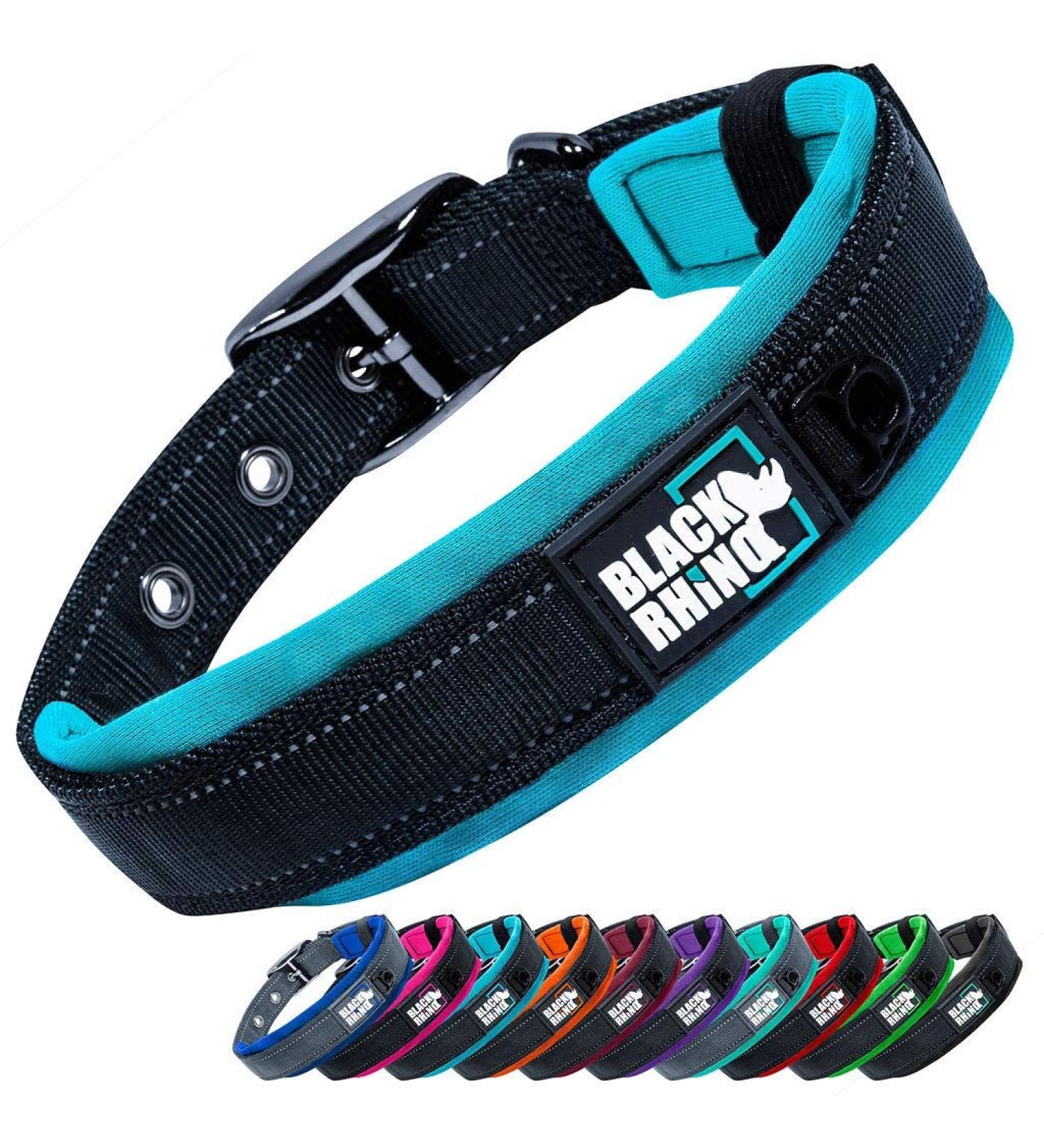 Black Rhino Comfort Collar | Super Soft Neoprene Dog Collar for All Breeds | Adjustable Reflective & Weatherproof - Large (Sports Blue/Gray) - Buy Online on GoSupps.com