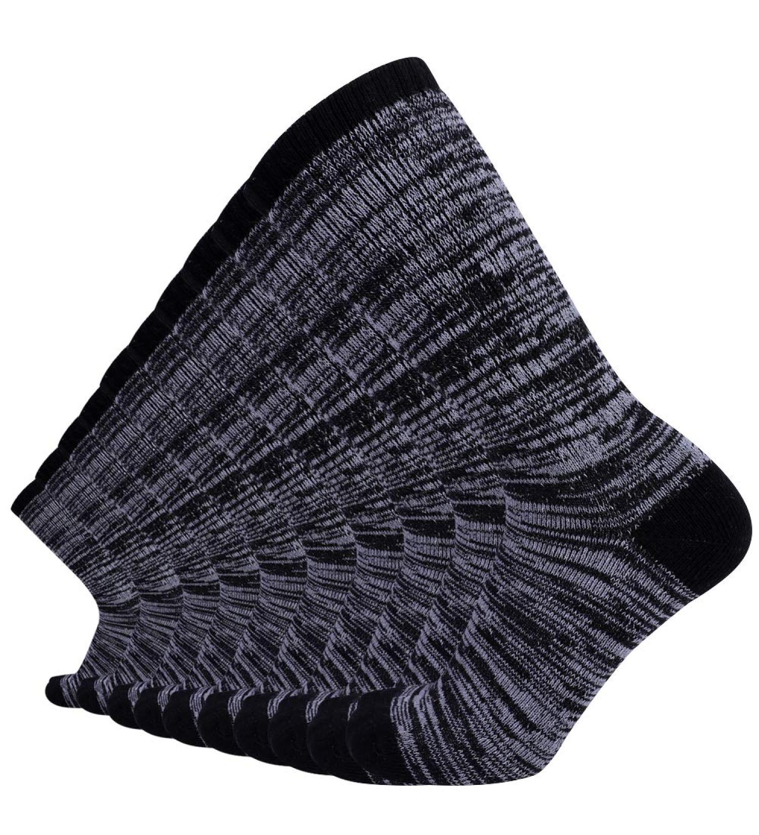 Enerwear Men's Cotton Crew Socks 10-13, 10-Pack - Moisture Wicking, Heavy Cushion, Black Heel/Grey Foot - Buy Online on GoSupps.com