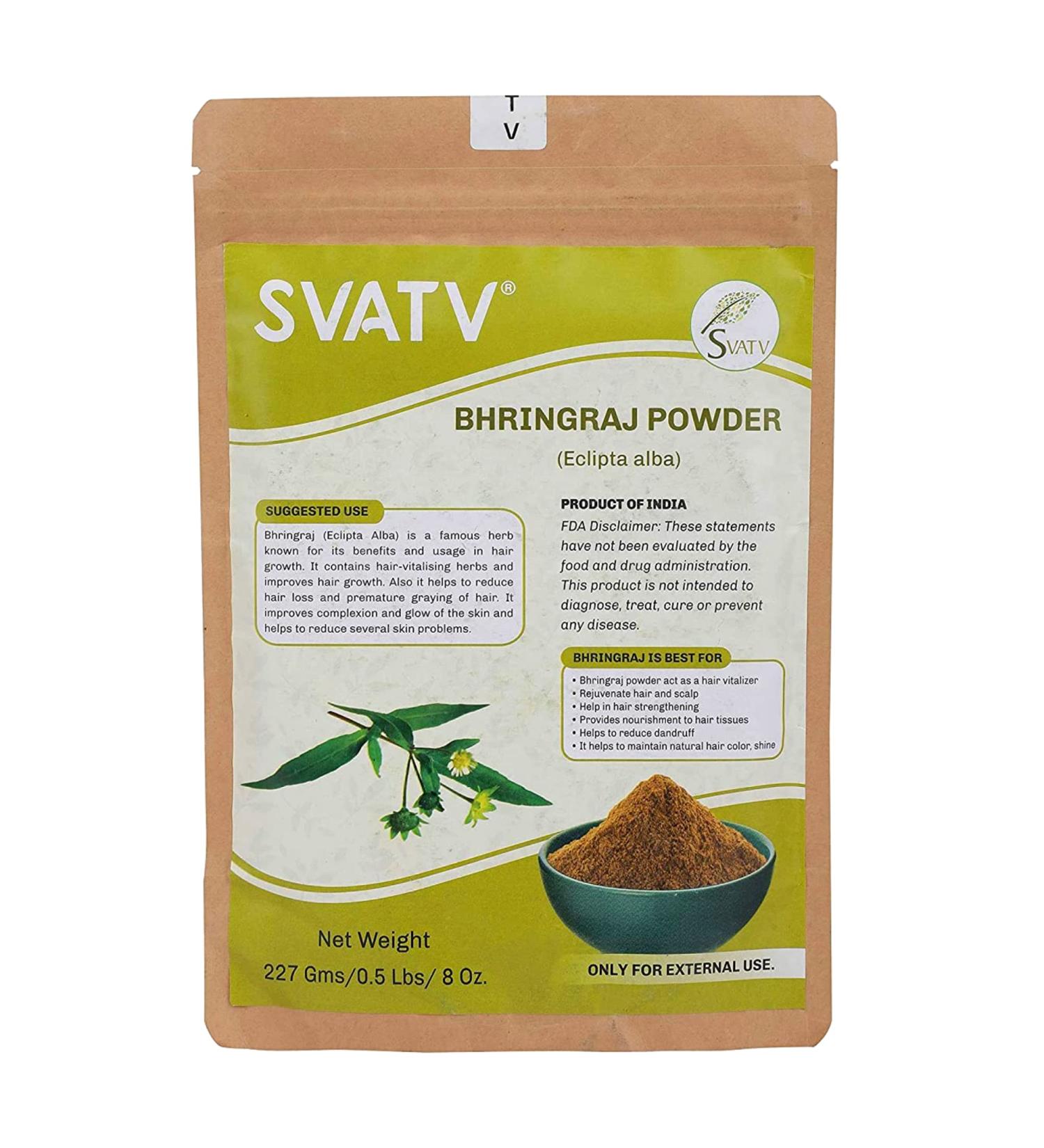 SVATV Natural Bhringraj Powder for Silky Hair | Promotes Growth & Thickness | Ayurvedic Hair Care - 227g - Buy Online on GoSupps.com