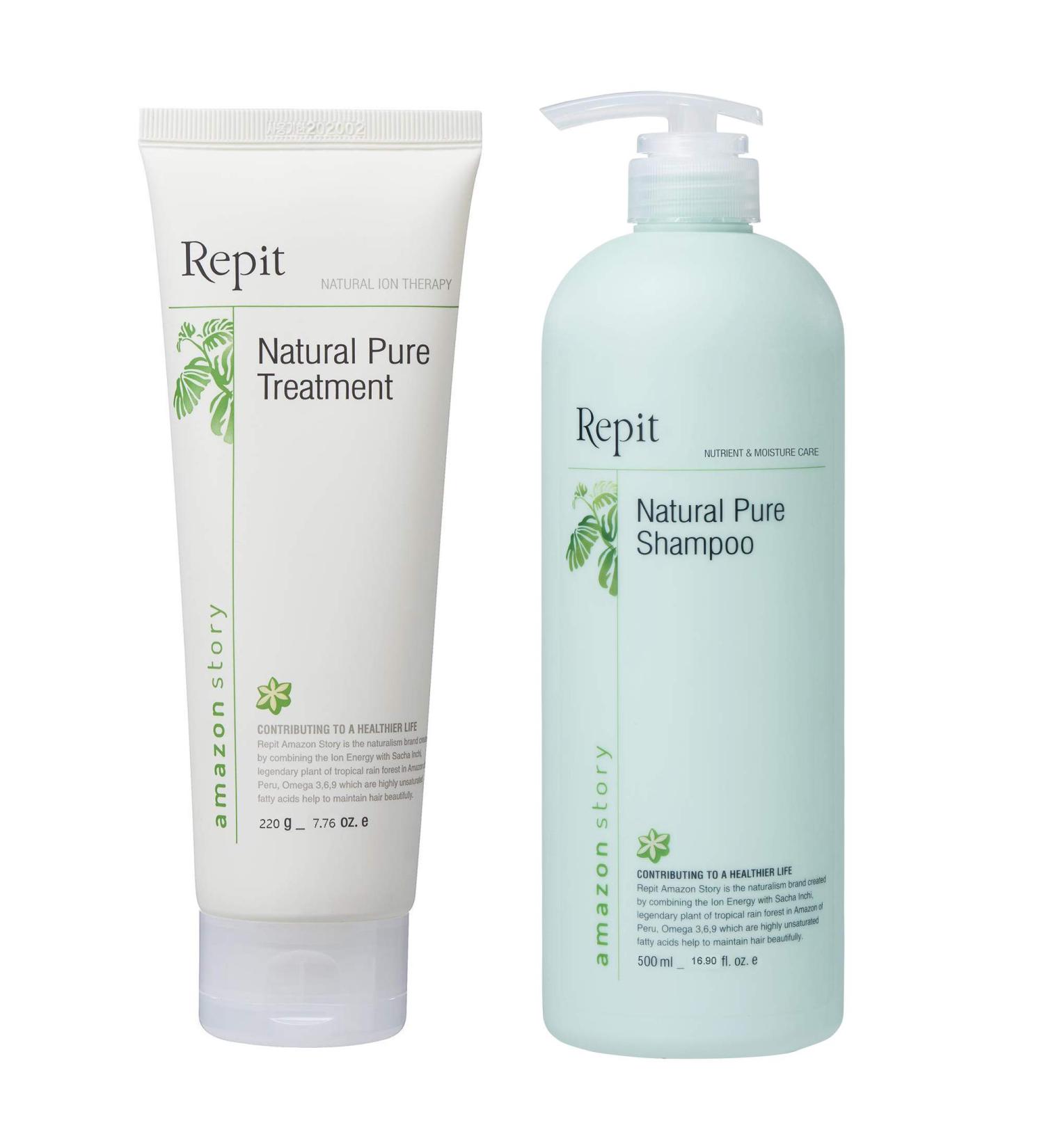 Repit Natural Ion Therapy Shampoo & Treatment Set - Sacha Inchi Omega 3-6-9 for All Hair Types Restore Dry & Damaged Hair - Sulfate & Paraben Free - TionHair - Buy Online on GoSupps.com