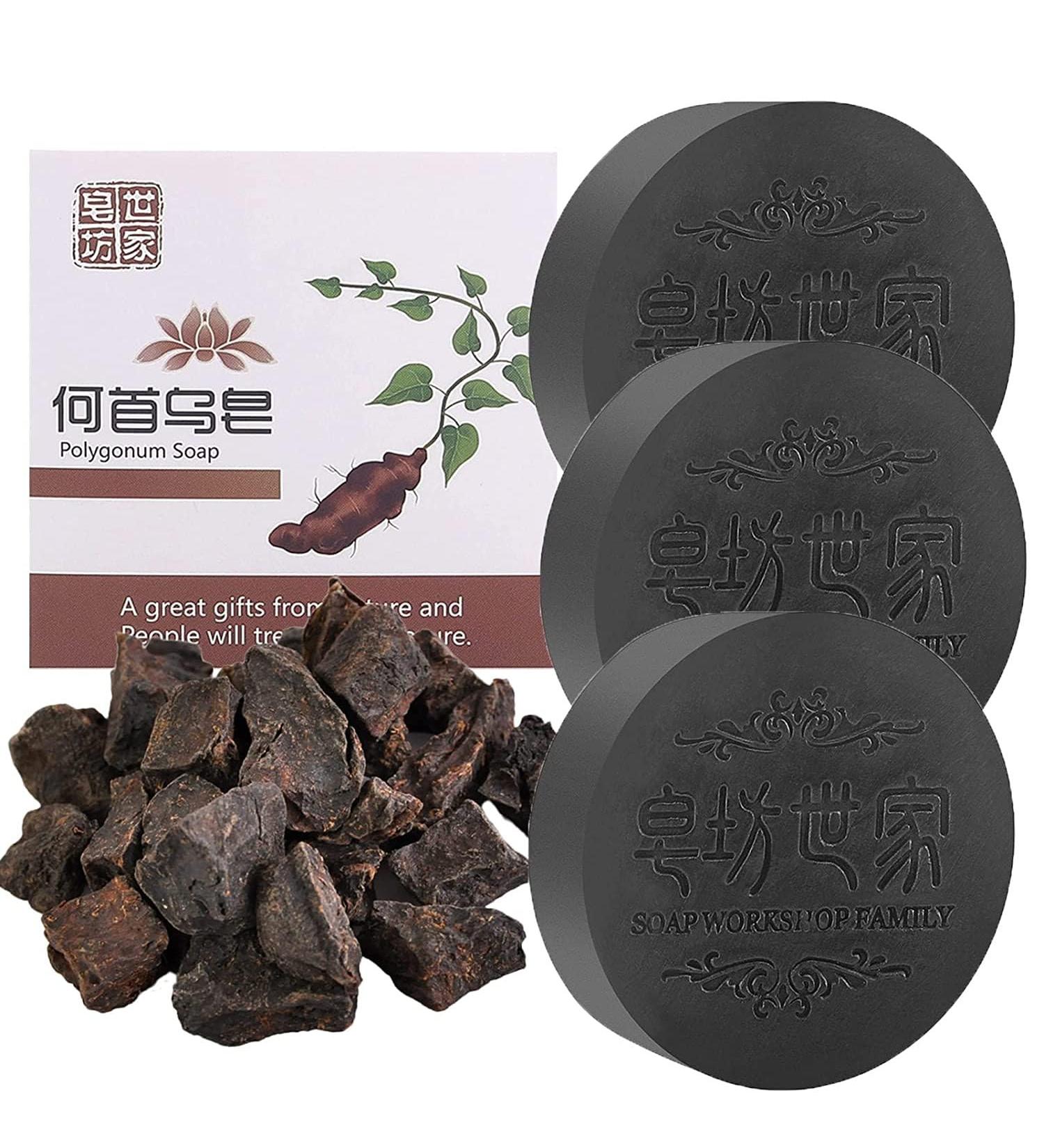  JINGLING 3 Pieces Hair Darkening Shampoo Black Hair Essence Shampoo Anti-Loss Hair Soap Shampoo Soli Promotes Hair Growth - Buy Online on GoSupps.com