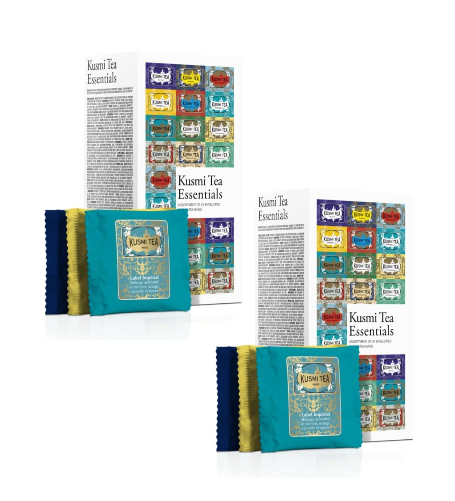 Kusmi Tea | Assorted Classic Flavoured Teas | Caffeine Free Herbal Tea | Tea in Gift Box | 2 Kusmi Tea Sets for a Total of 48 Bags (105.60 Gr) - Buy Online on GoSupps.com