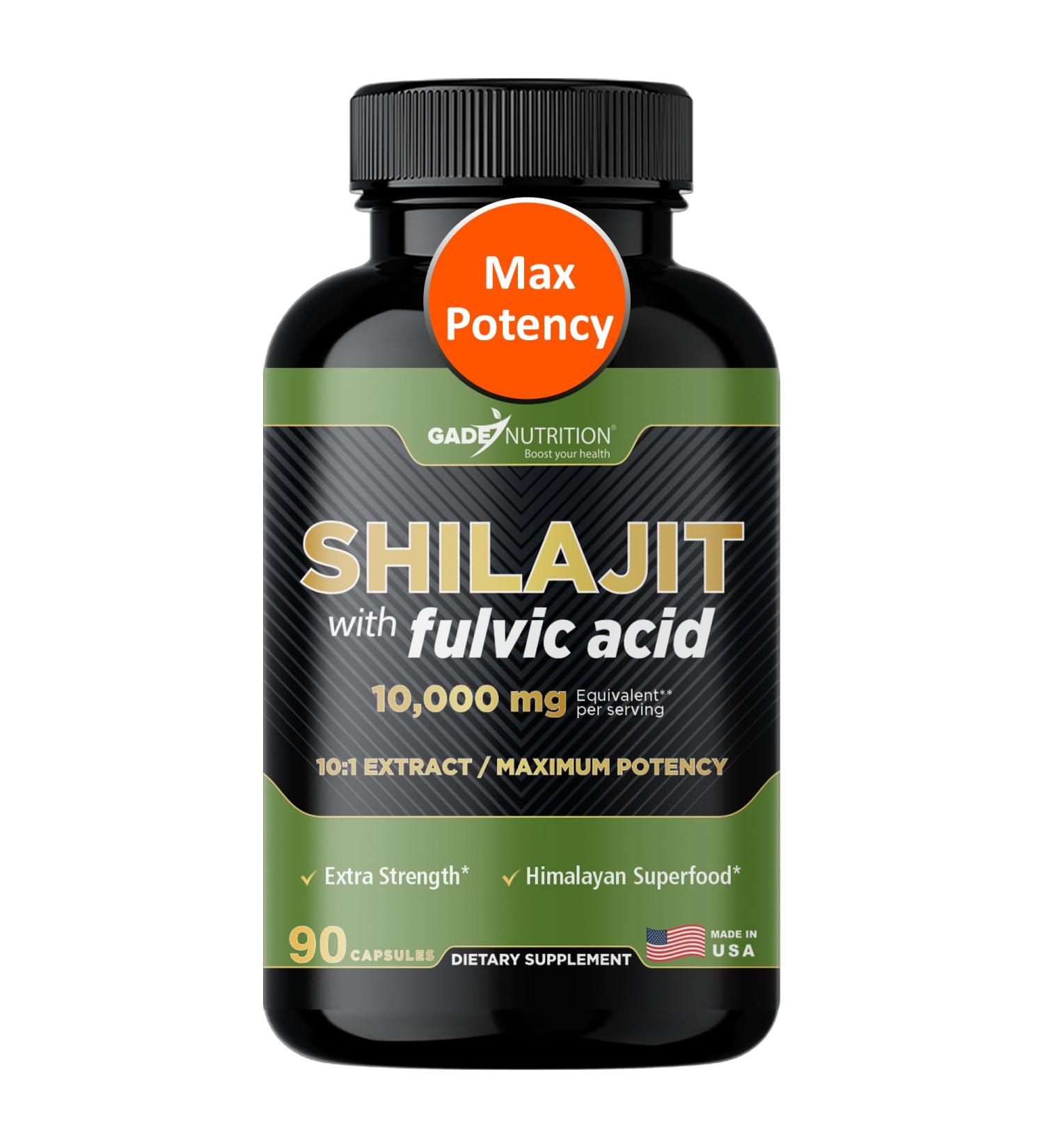 Gade Nutrition Pure Shilajit Capsules | Himalayan Shilajit with Fulvic Acid and Essential Minerals to Combat Fatigue | Veggie Capsules | Made in USA - Buy Online on GoSupps.com