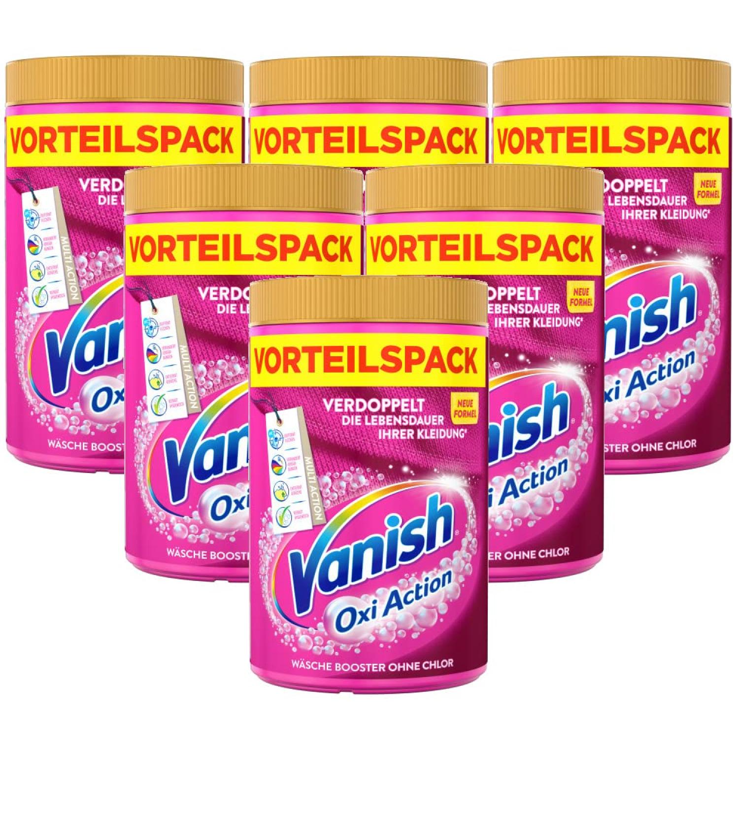 Vanish Oxi Action Powder Pink 6 Pack - 1.65 kg Stain Remover & Laundry Booster | Chlorine-Free for Colorful Laundry - Buy Online on GoSupps.com