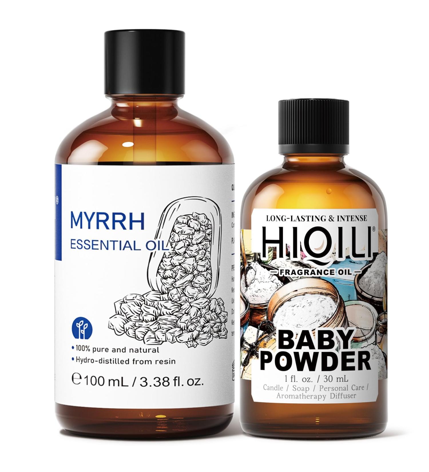 HIQILI 100ML Myrrh Essential Oil & 30ML Baby Powder Fragrance Oil for DIY Diffuser - Buy Online on GoSupps.com