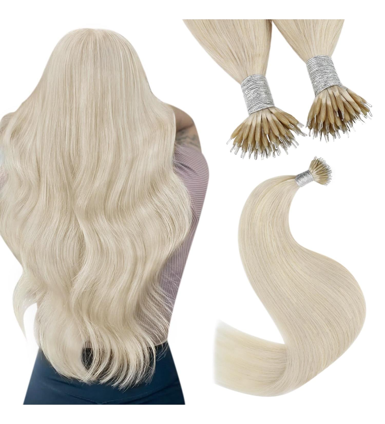 Youngsee Nano Ring Hair Extensions - 45cm Platinum Blonde Real Hair 50g Premium Quality #60A - Buy Online on GoSupps.com