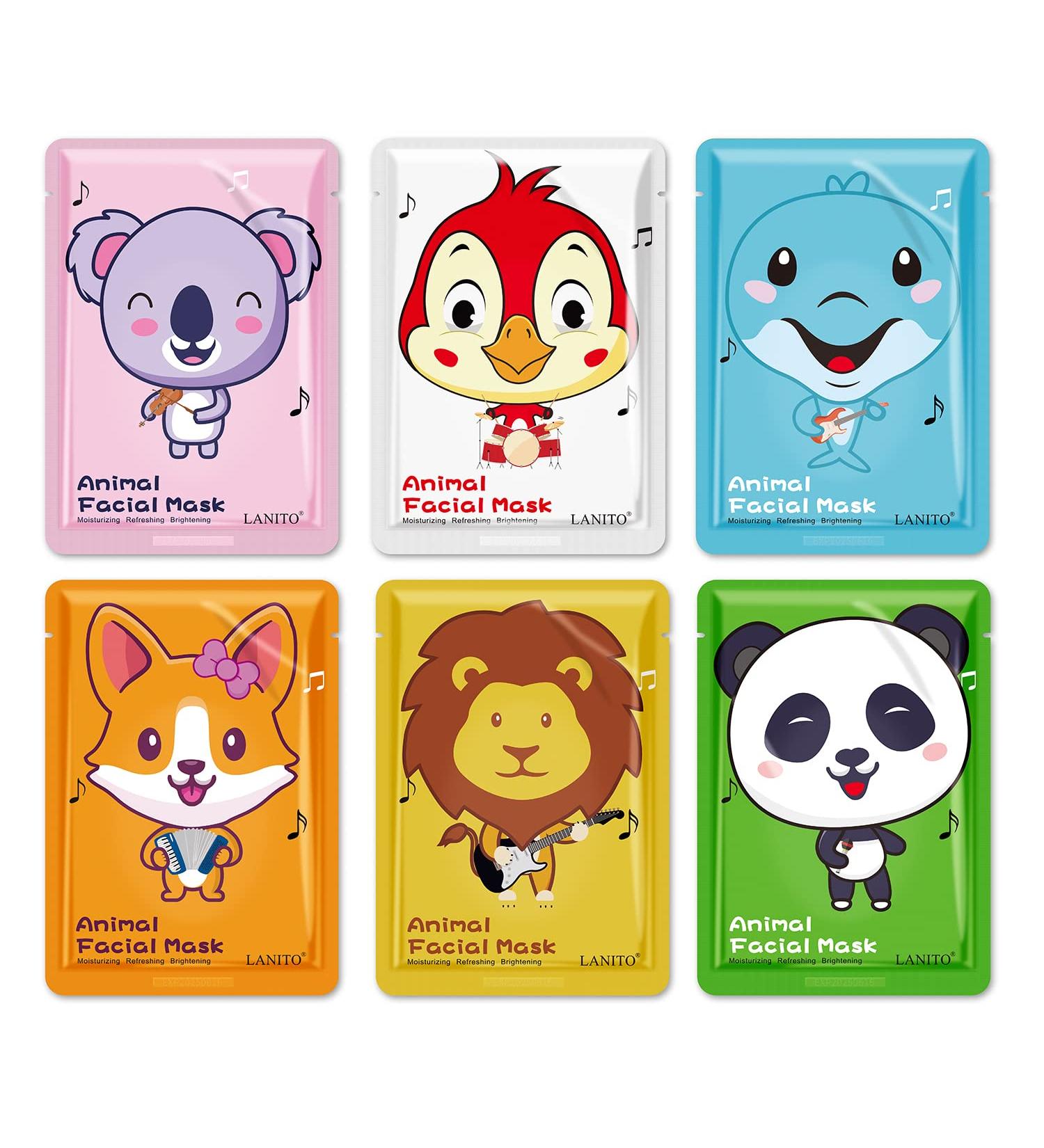 LANITO Animal Spa Masks - Kids Facial Sheet Masks for Spa Day Party - 6 Pieces - Buy Online on GoSupps.com
