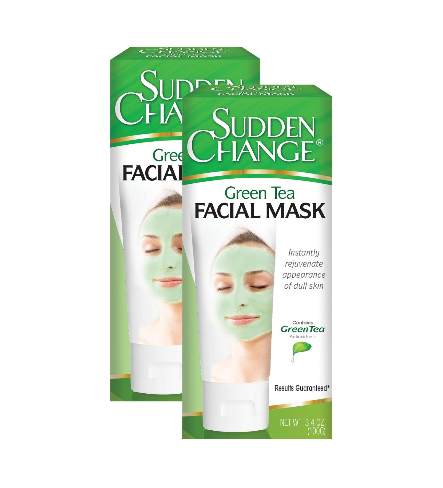Sudden Change Green Tea Facial Mask - Diminish Wrinkles & Puffiness, Improve Texture, Purify Pores with Antioxidants - Cooling Sensation for Relaxation (3.4 oz x 2) - Buy Online on GoSupps.com
