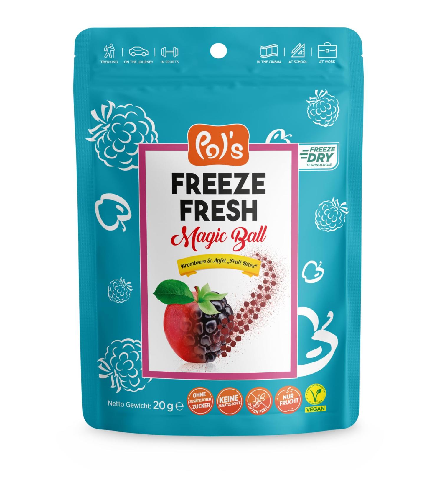 POL'S Pol's Freeze Fresh Magic Ball Blackberry & Apple "Fruit" Healthy Snack 100% Fruit Innovative Snack Perfect on the Go Ideal for Dieting No Additives No Added Sugar - Buy Online on GoSupps.com