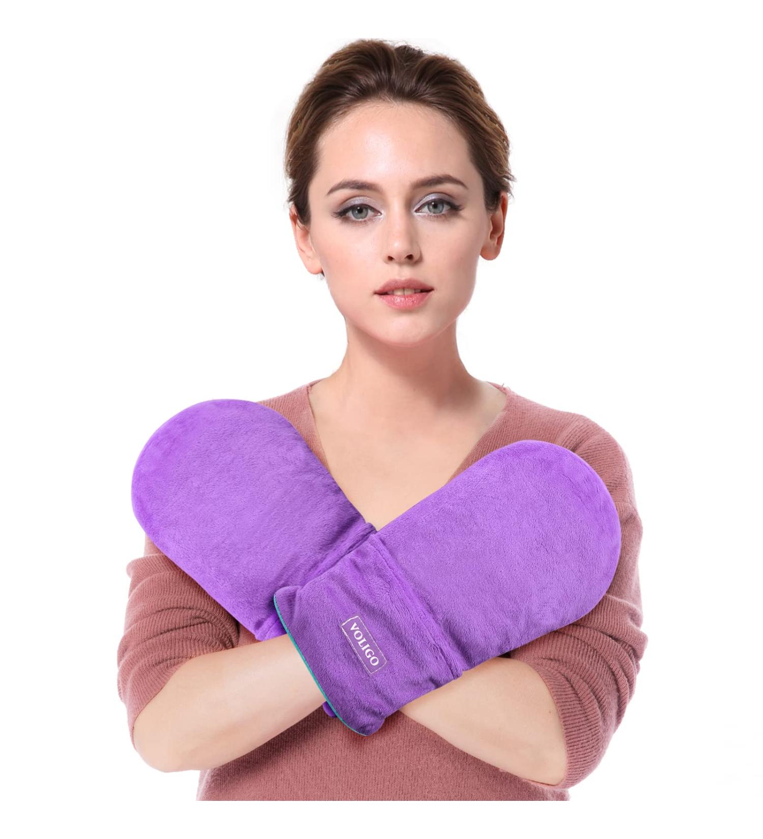 Hot & Cold Hand Therapy Gloves - Pain Relief for Arthritis, Carpal Tunnel & Hand Injuries - Microwavable & Freezable Mittens in Dark Gray & Purple - Buy Online on GoSupps.com