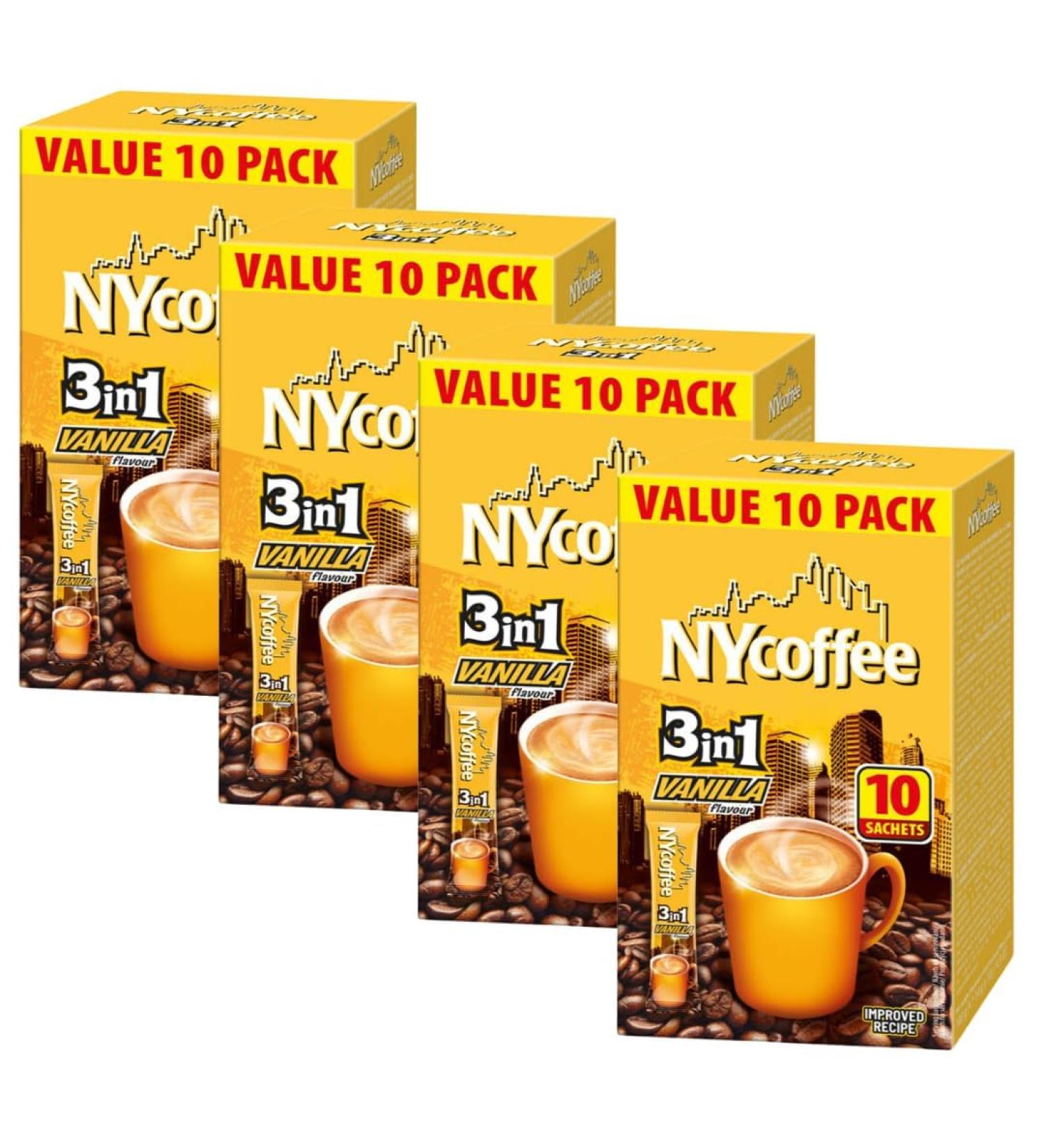 Coffee Bundle Consisting of NY Coffee 3 in 1 Vanilla 10 Sachets (4 Pack)