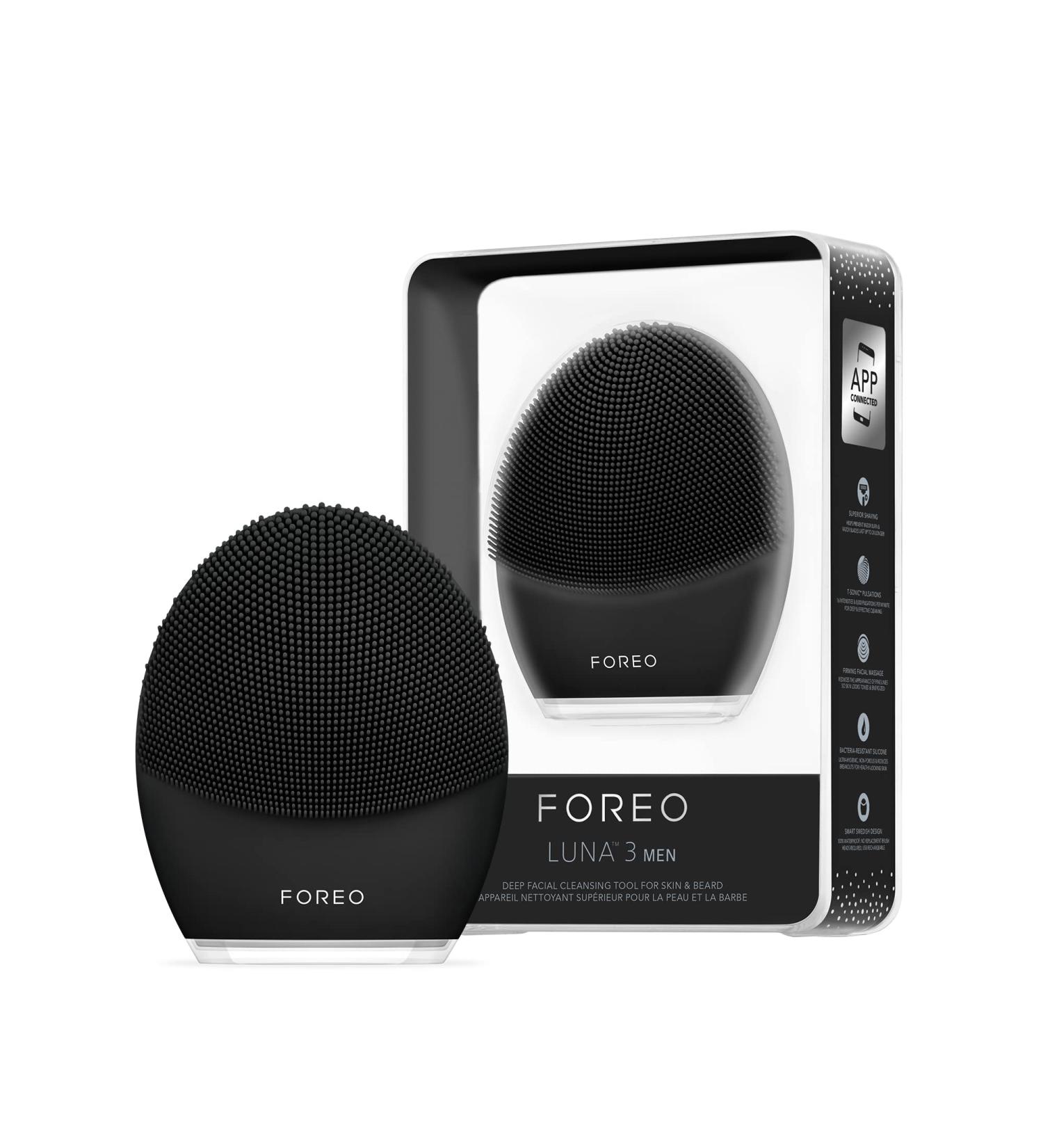 FOREO LUNA 3 Men Silicone Facial Cleansing & Firming Brush for Skin & Beard - 16 Intensities, USB Charge, Waterproof - App Connected - 2-Year Warranty - Buy Online on GoSupps.com