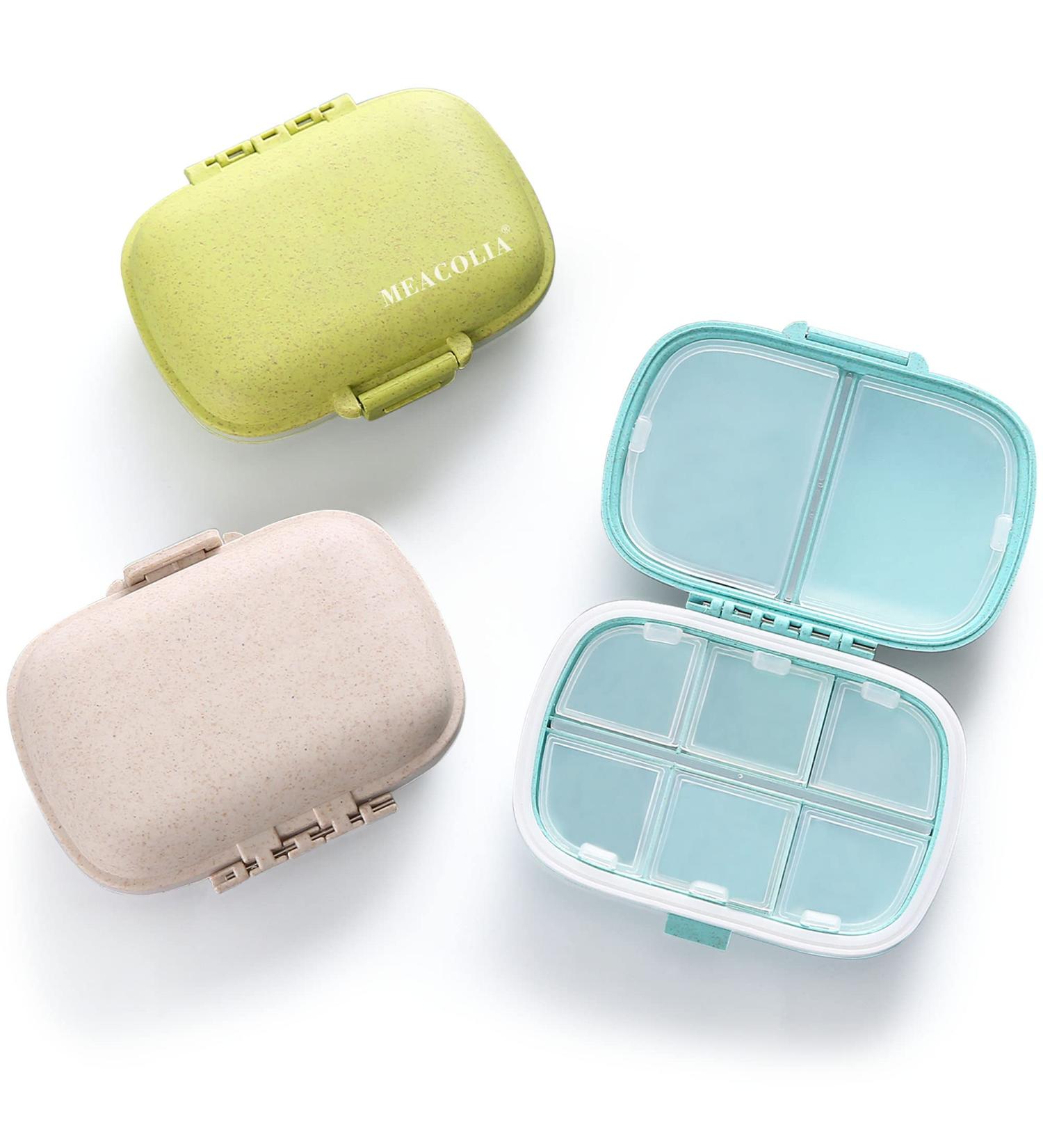 3 Pack Small Pill Box Organizer - Blue Green Khaki Travel Pill Case for Purse Pocket - Portable Moisture Proof Vitamin Holder - Buy Online on GoSupps.com