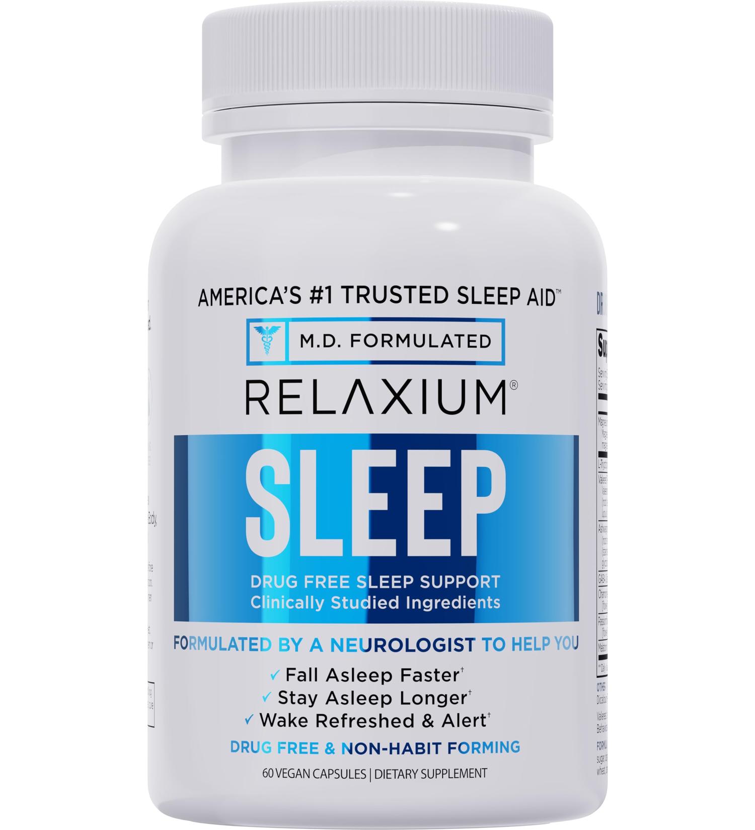 Relaxium Sleep Aid Professional Strength Formula for Adults | 5mg Melatonin Magnesium Glycinate Valerest & Ashwagandha | Non-Habit Forming Sleep Support | 60 Capsules 30-Day Supply - Buy Online on GoSupps.com