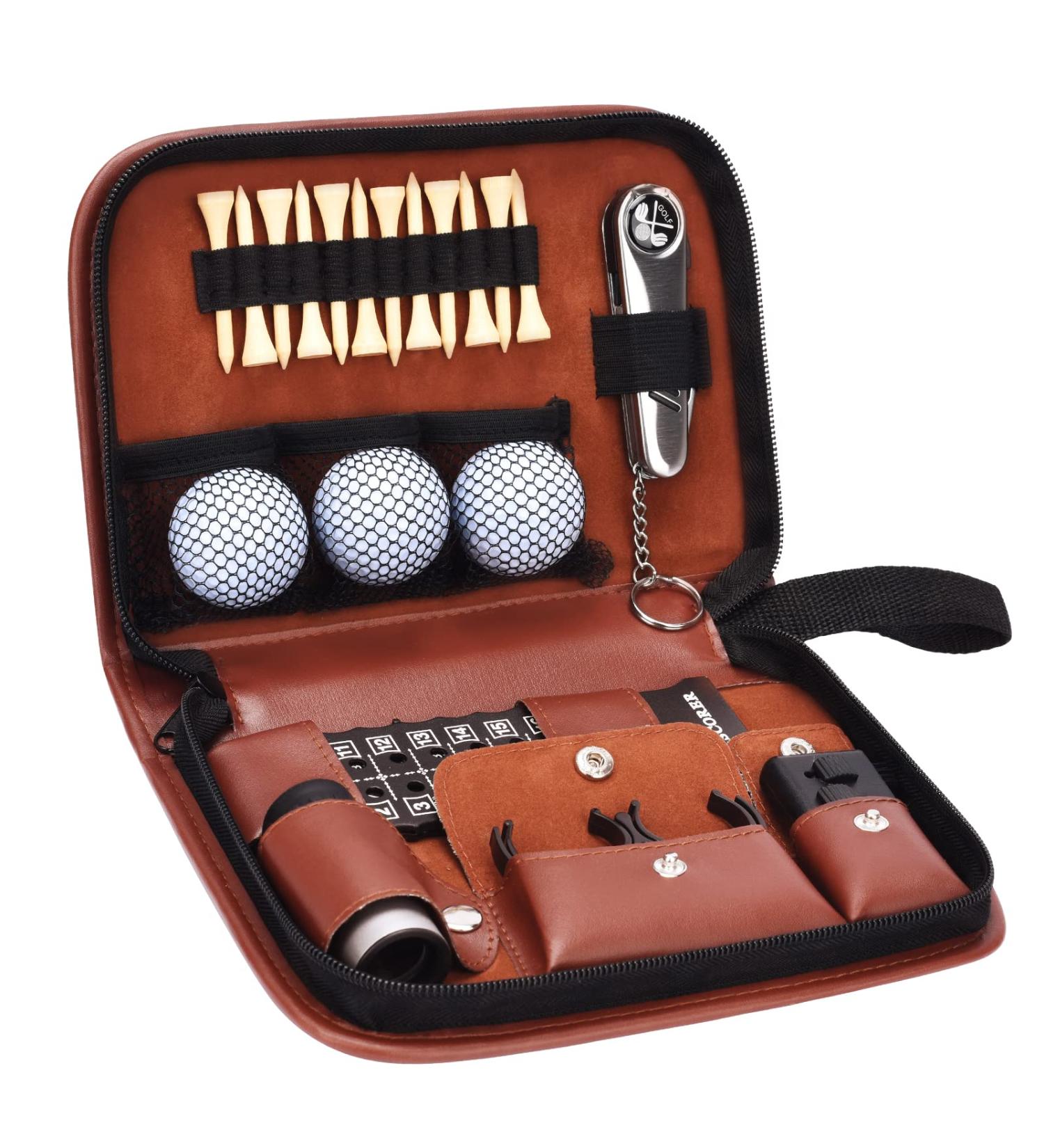 Jiskan Golf Gifts Set - Golf Accessories for Men and Women with Hi-End Case, Balls, Rangefinder, Tees, Brush, Divot Knife, Scorer, Clamp | JIS-GF01 - Buy Online on GoSupps.com