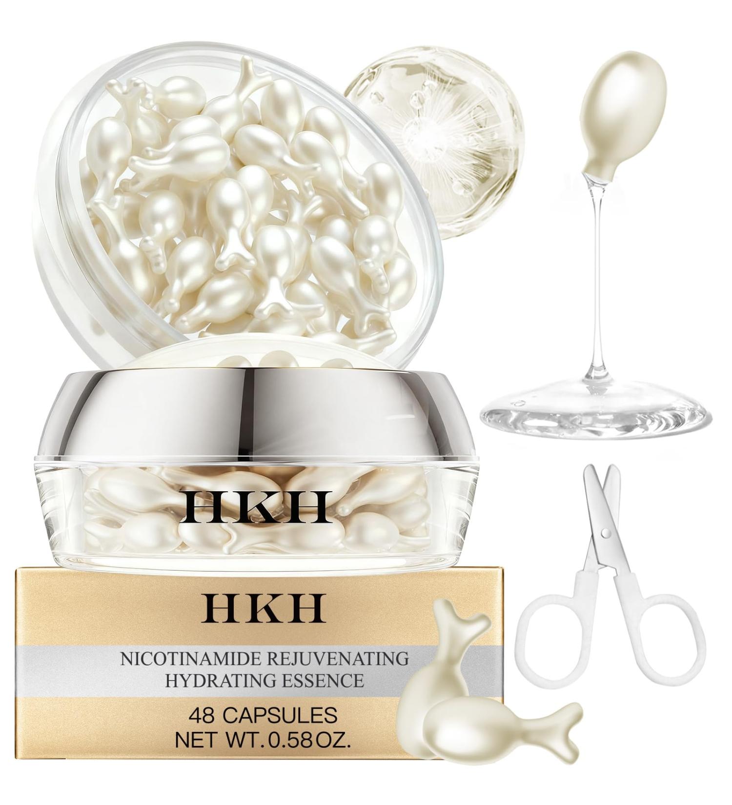 HKH Niacinamide Serum Capsules for Face - 38 Caps Anti-Aging & Dark Spot Remover For Women Aged 25+ - With Hyaluronic Acid & Vitamin E - Smoothing Firming Wrinkle & Fine Line - Travel-Friendly - Buy Online on GoSupps.com