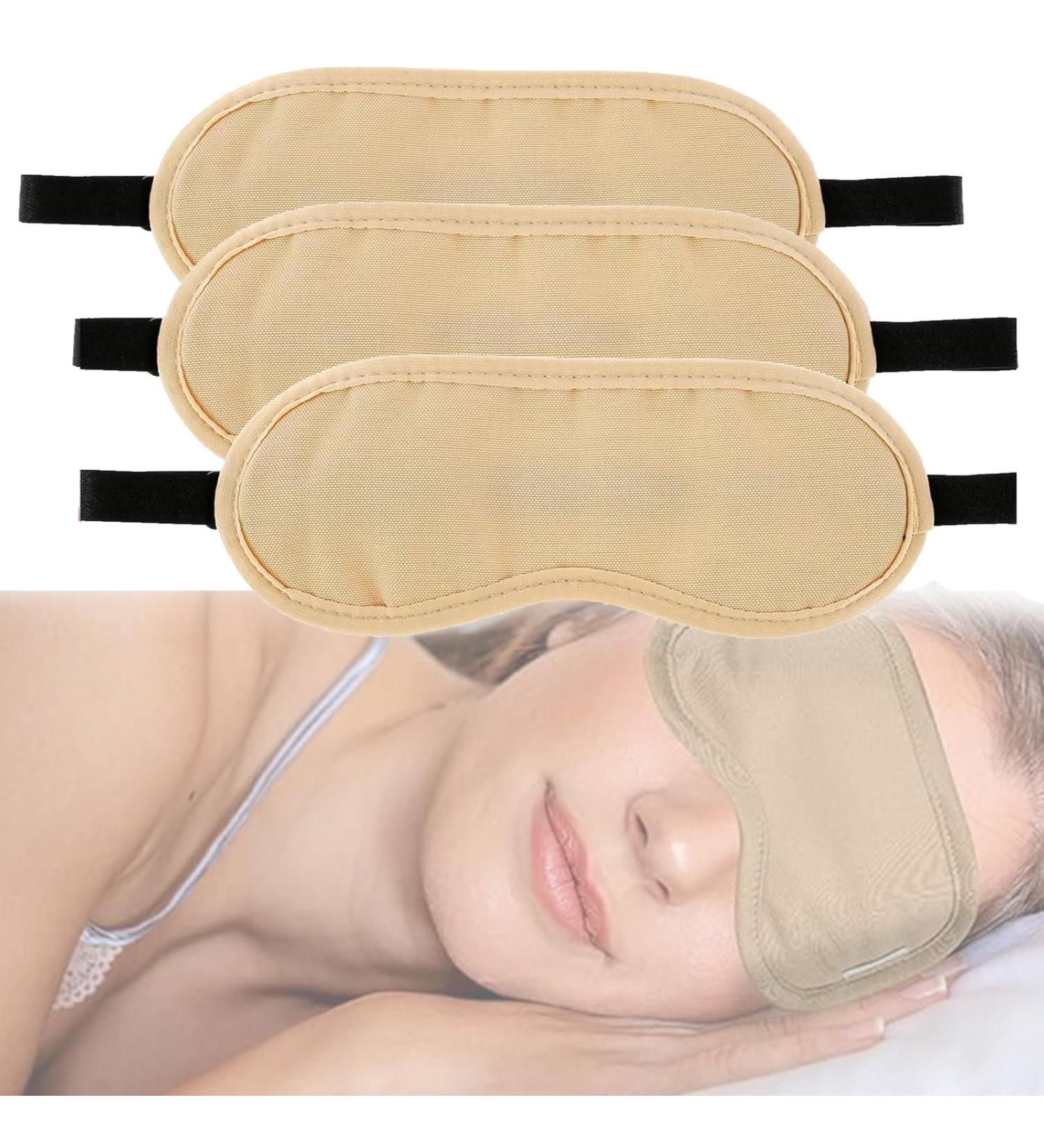 Organic Castor Oil Eye Mask Pack - 3 Reusable Adjustable Wraps for Sleep Dryness & Dark Circles Improve Eyelashes & Eyebrows - Khaki - Buy Online on GoSupps.com