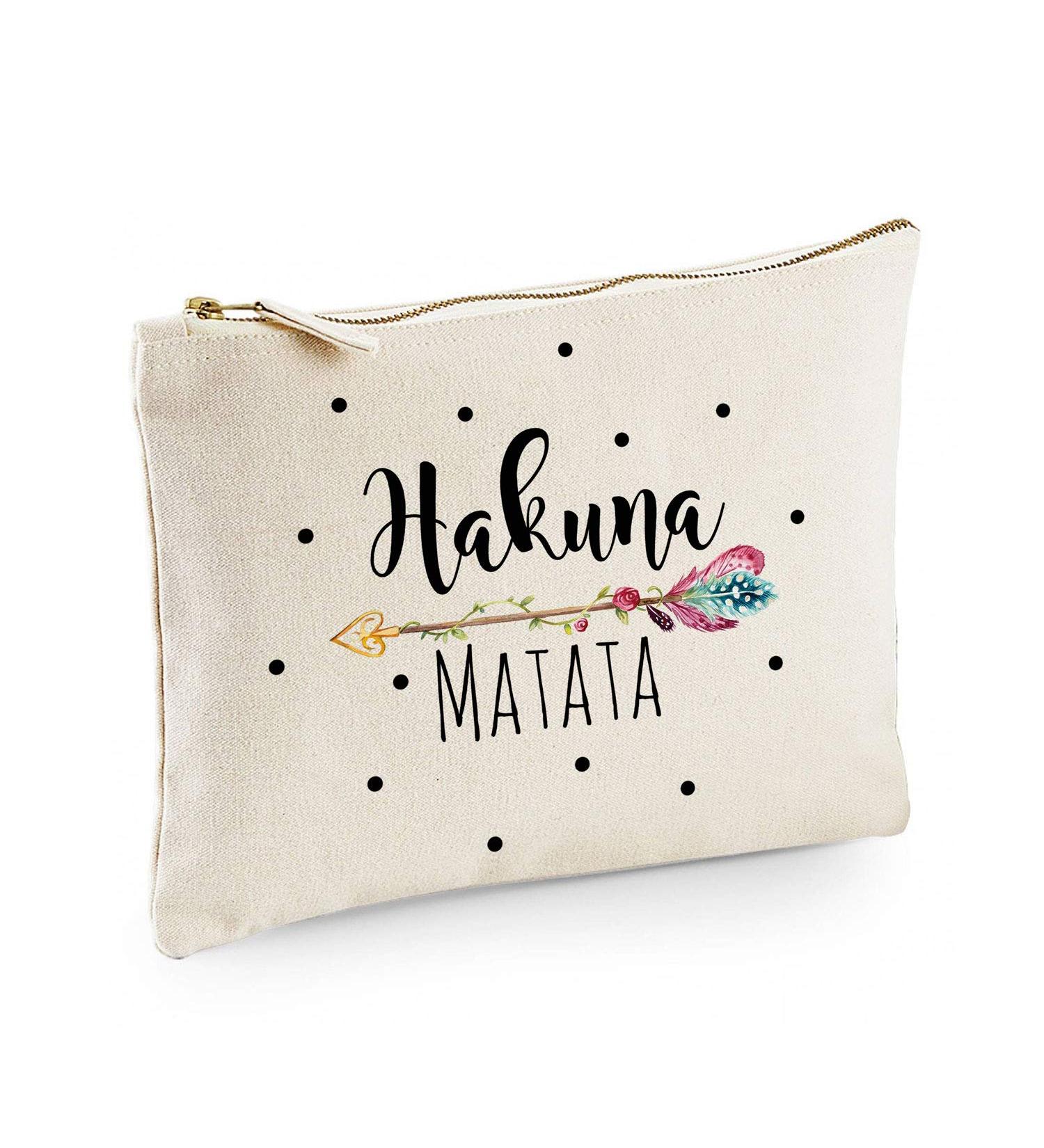 Ilka Parey Wandstoo-Welt Canvas Pouch Bag - Hakuna Matata & Arrow Motif Individually Printed County Bag | International Shipping Available - Buy Online on GoSupps.com