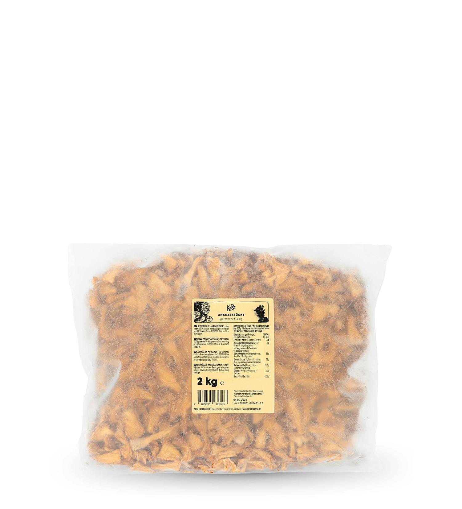 KoRo - Dried pineapple in pieces 2 kg - Untreated dried fruits sugar and sulfur free - Buy Online on GoSupps.com