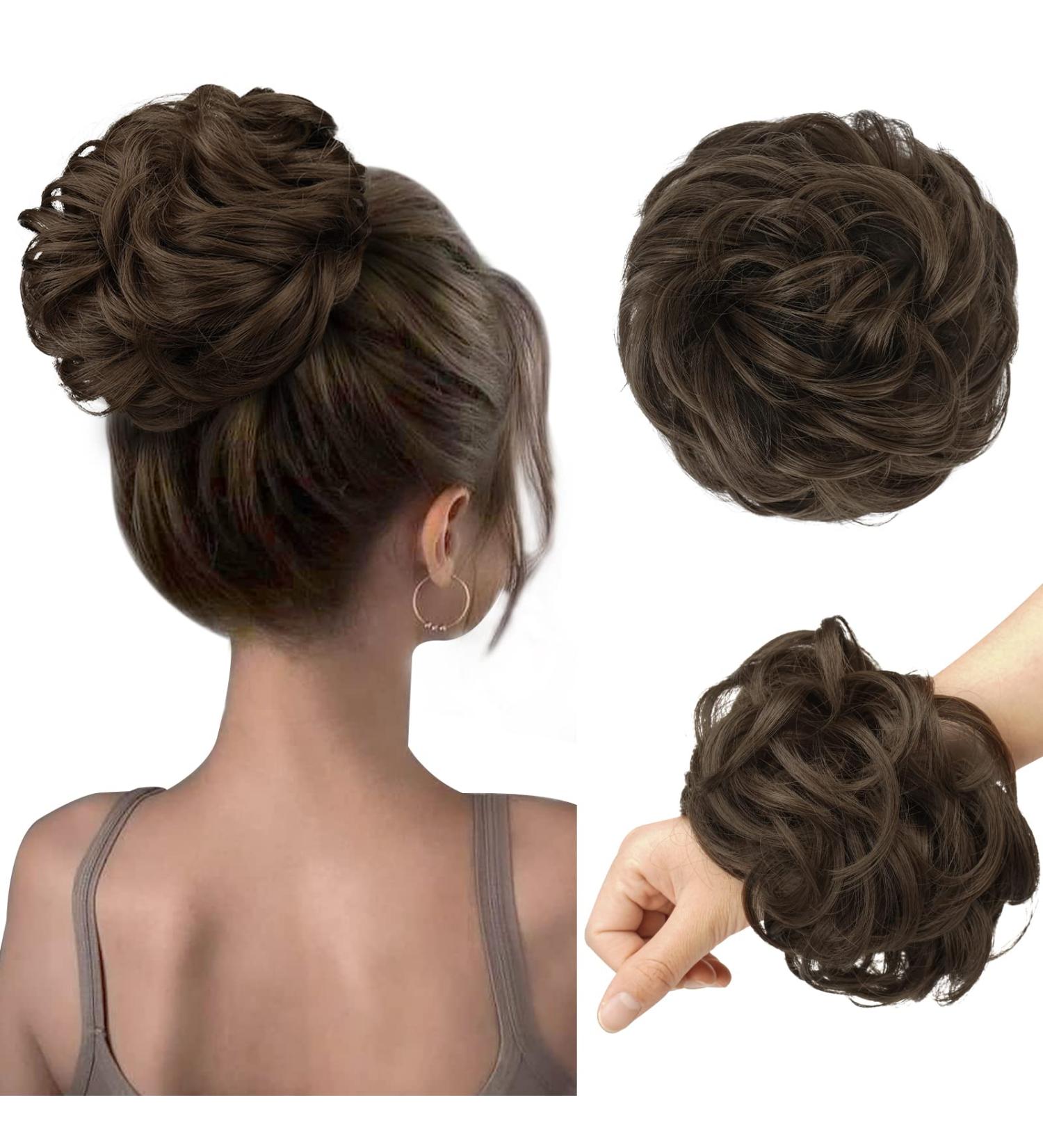 FESHFEN Messy Bun Hair Piece Scrunchies | Synthetic Donut Updo Hairpieces for Women & Girls | Medium Ash Brown - Buy Online on GoSupps.com