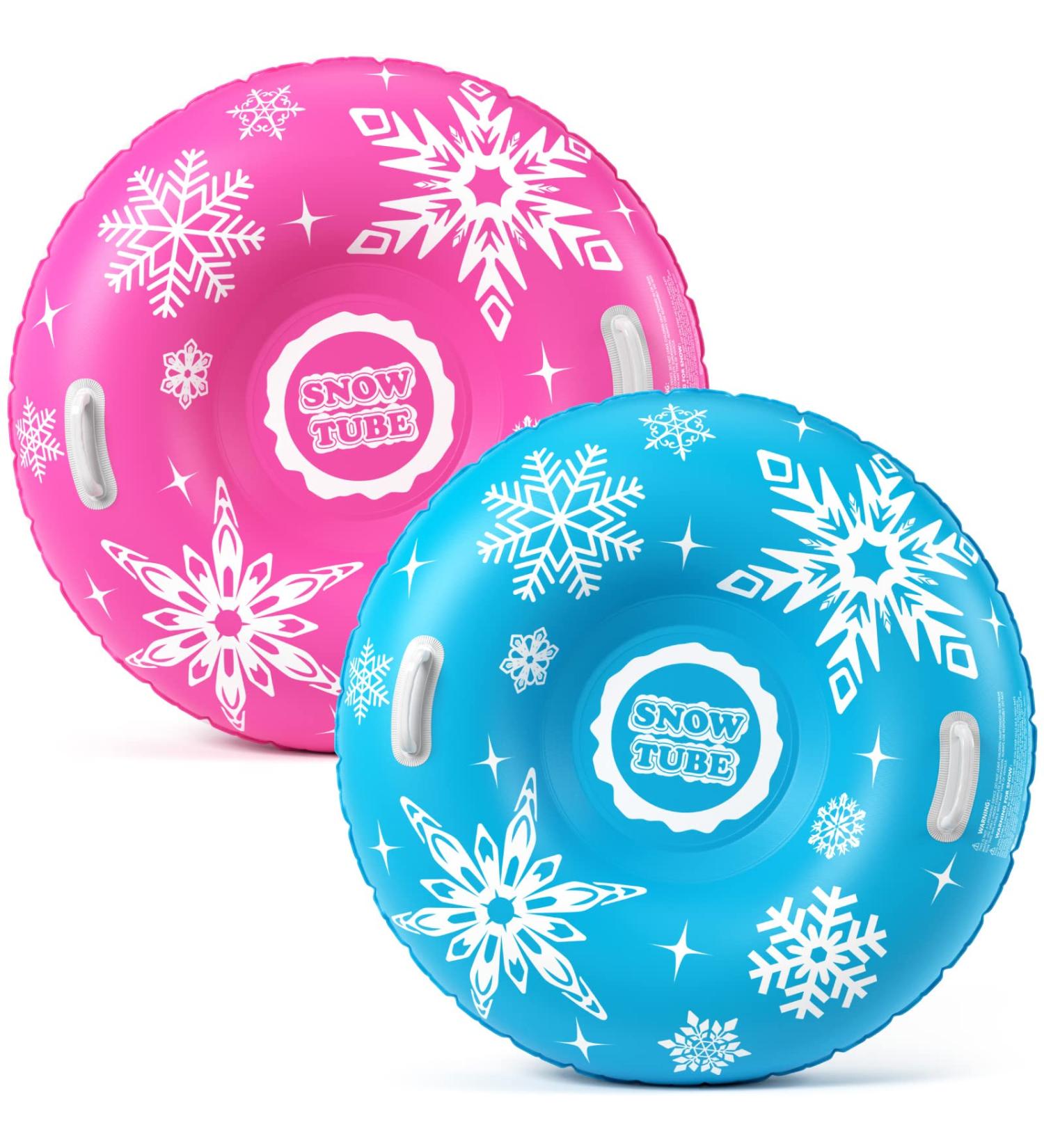 Jasonwell Inflatable Snow Tube Sled for Kids and Adults - Heavy Duty Winter Outdoor Toy - Snowflake Design - M Blue+Rose - Buy Online on GoSupps.com