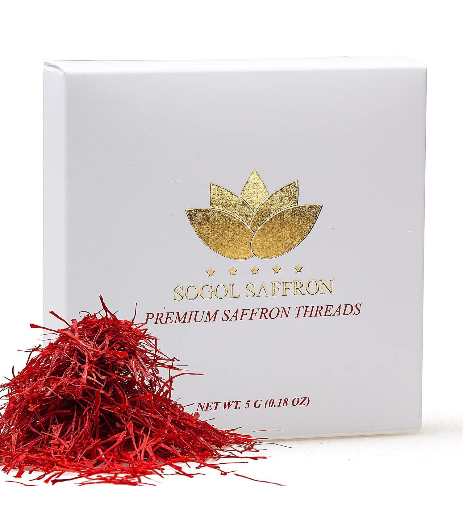 Sogol Saffron Premium Organic 5g Super Negin Grade Saffron Threads - Ideal for Persian Rice & Tea - 0.18 oz - Buy Online on GoSupps.com