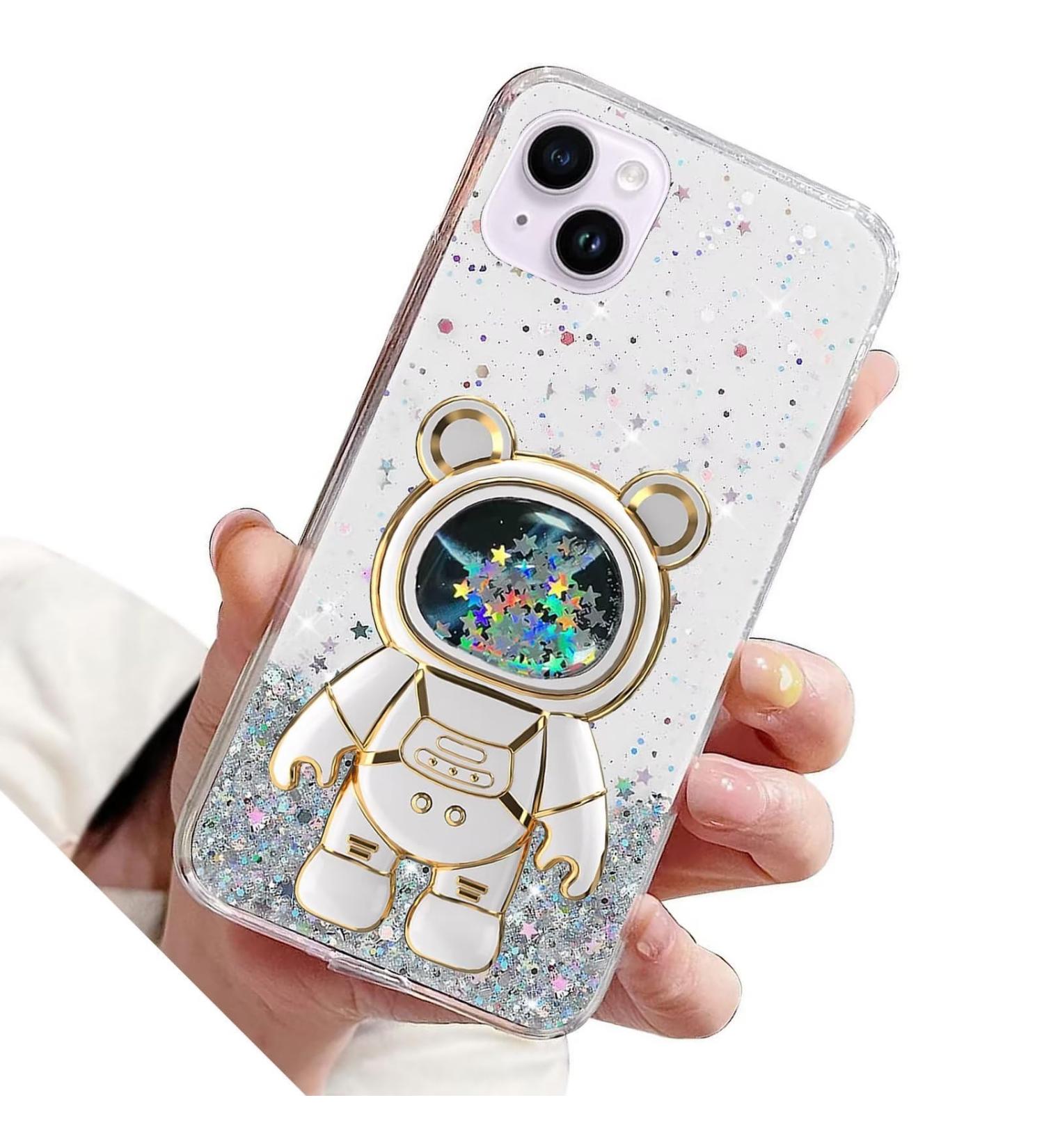 Rnrieyta Miagon B r Astronaut Stand Shell for iPhone 13 - Cute Thin Crystal Protective Cover Bling Transparent Bumper with Kickstand - Buy Online on GoSupps.com