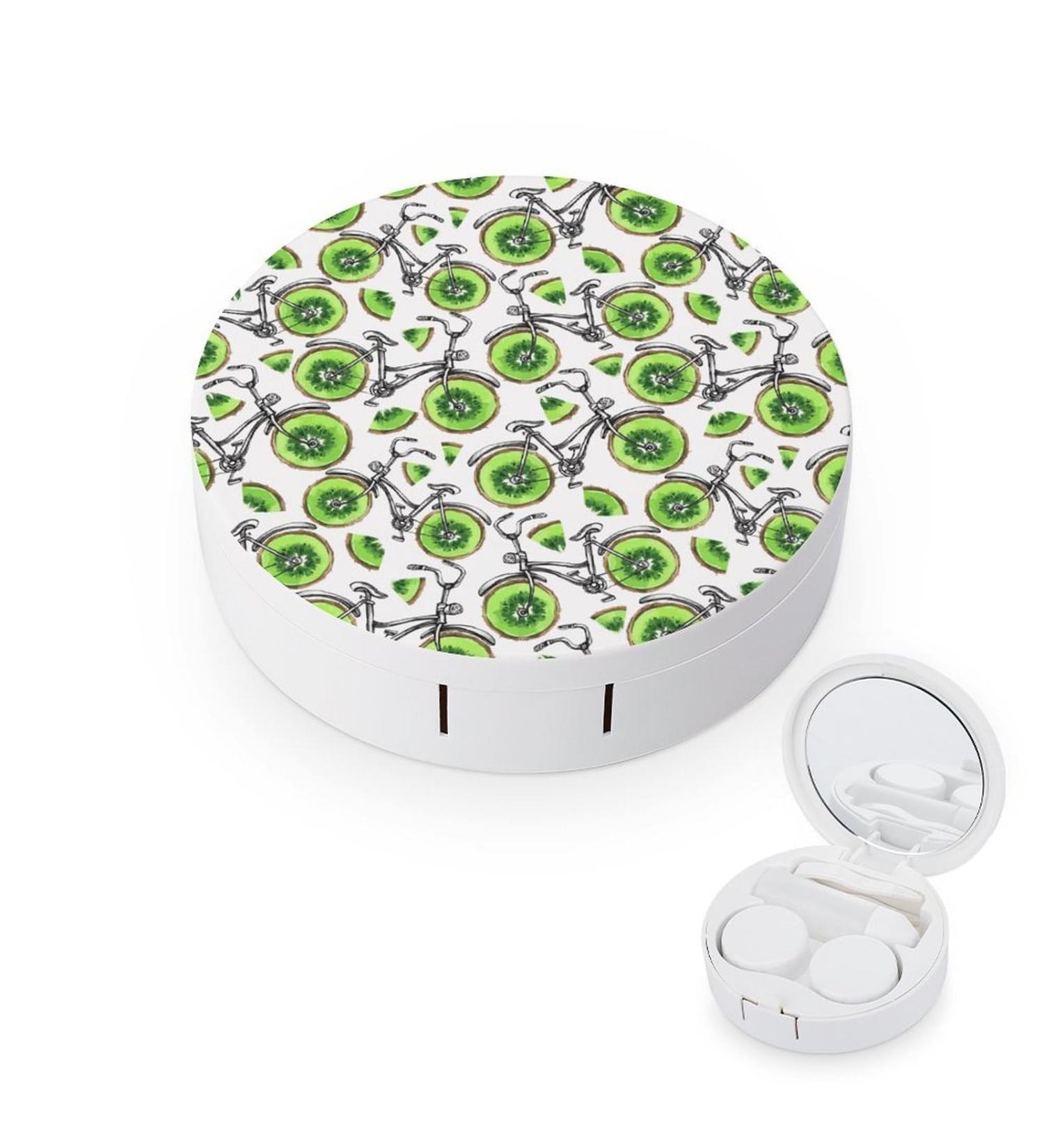 Kiwi Bike Cute Contact Lens Case Portable Round Storage Box Kit with Mirror for Travel & Daily Outdoor Use - Buy Online on GoSupps.com