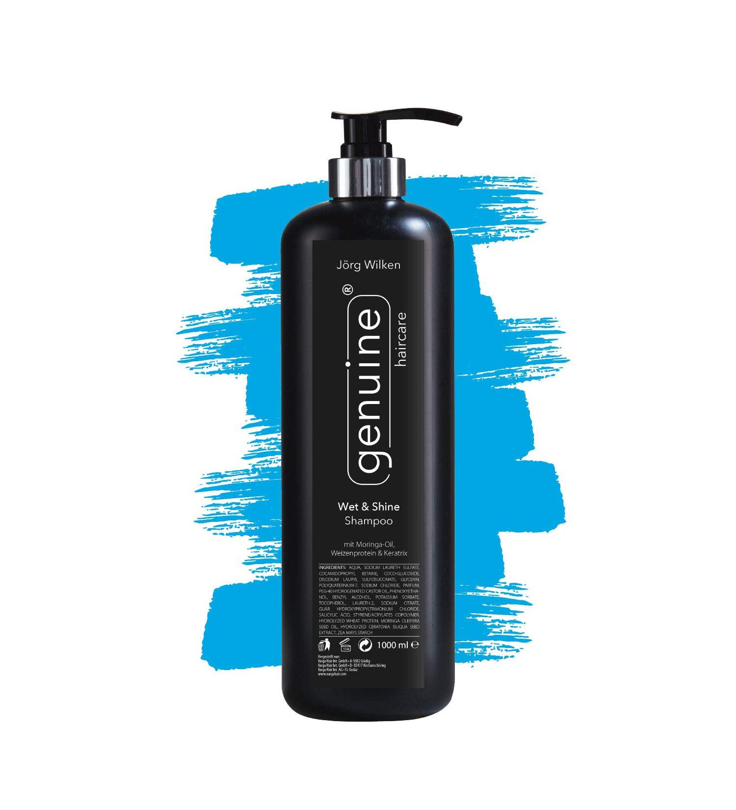 genuine haircare Intensive moisture shampoo with moringa oil wet & shine caring shampoo for dry damaged brittle hair real hair care 1000 ml 1 l 1er Pack - Buy Online on GoSupps.com