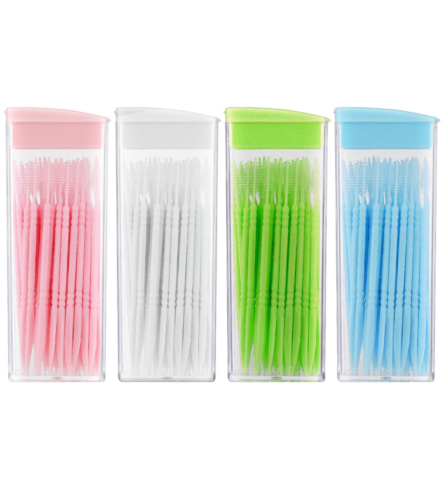 Wllhyf 200-Piece Double-Headed Toothpicks & Dental Floss - Interdental Brush Plastic Toothpicks in White Blue Green & Pink - Buy Online on GoSupps.com