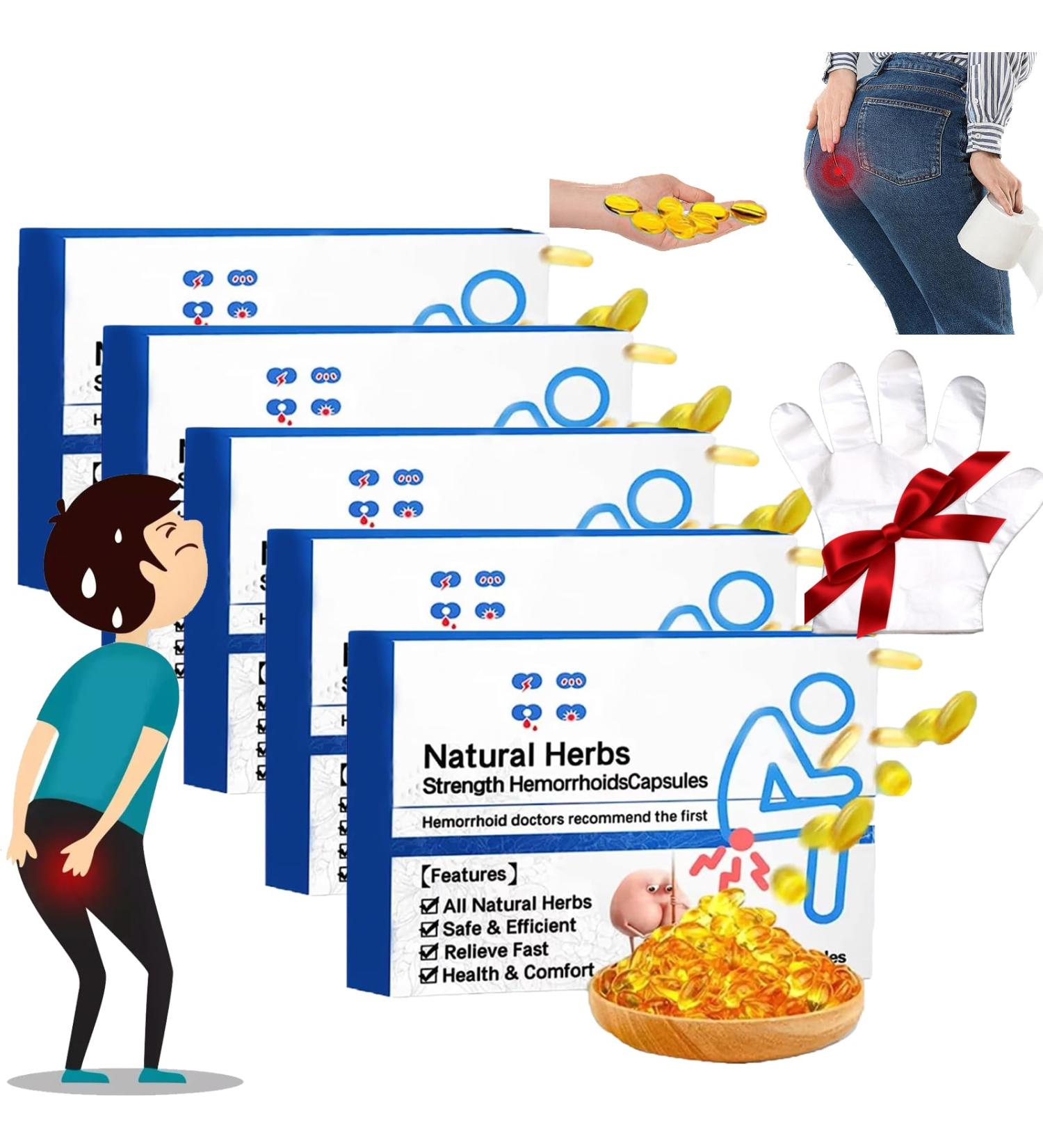 URNOS Heca Natural Herbal Hemorrhoid Capsules - Rapid Relief Treatment for Men & Women - 5 Box Set - Buy Online on GoSupps.com