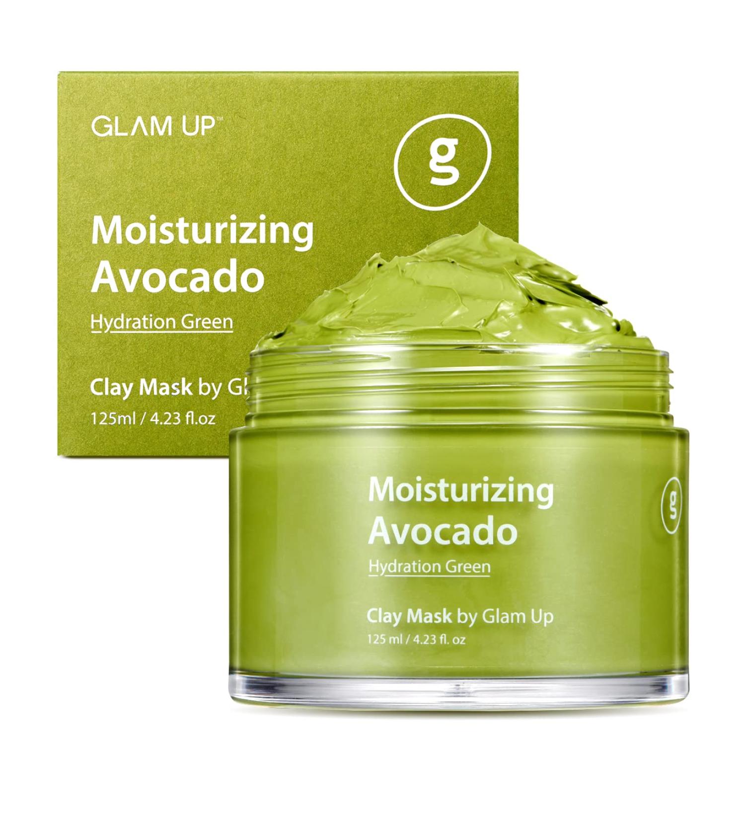 Glam Up Moisturizing Avocado Clay Mask - Vegan Face Mask for Deep Hydration and Pore Cleansing - 100% Hypoallergenic Superfood Skincare - 125ml/4.23 Oz - Buy Online on GoSupps.com