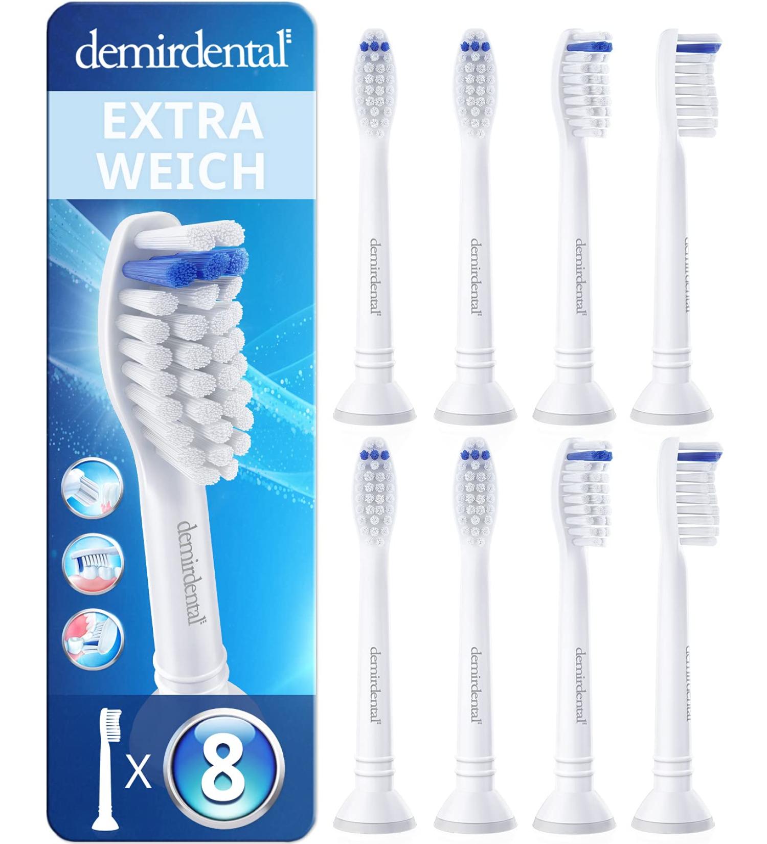 8er Demirstal Extra Soft Replacement Brushes for Philips Sonicare - Ideal for Sensitive Teeth - HX6058E  - Buy Online on GoSupps.com