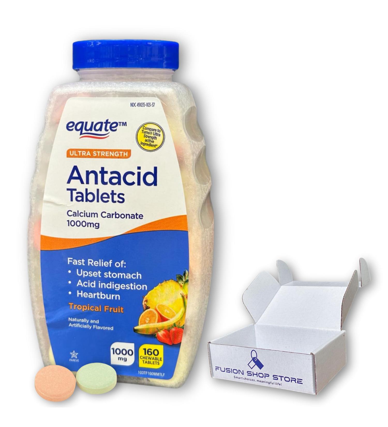 Antacid Tropical Fruit Ultra Strength- Chewable Tablets 1000mg 160 Count (Pack of 1) Boxed by Fusion Shop Store - Buy Online on GoSupps.com