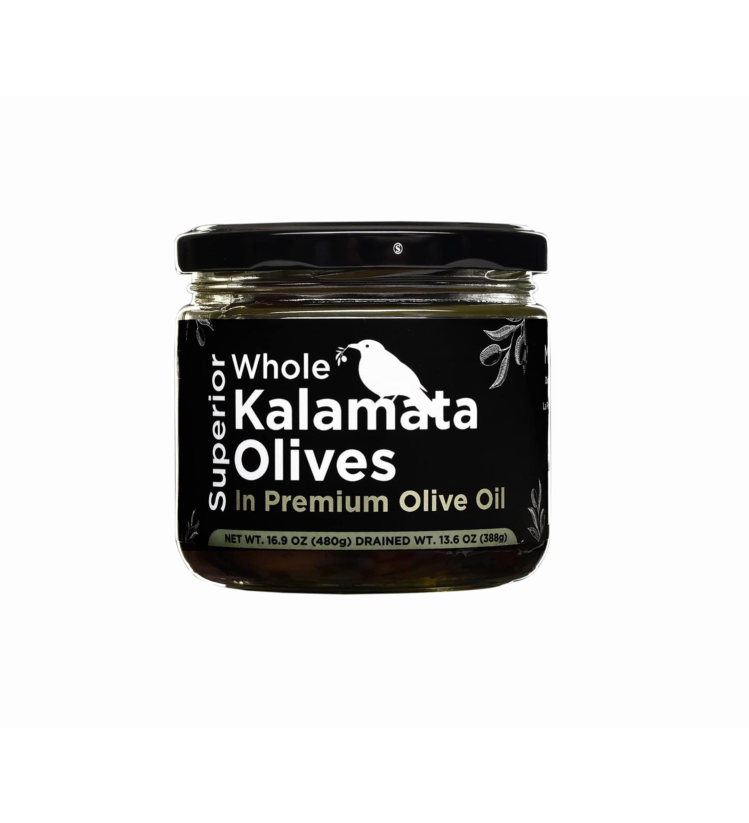 Superior Whole Kalamata Olives JUMBO preserved in Greek Premium Koroneiki Extra Virgin Olive Oil  16.9 Ounce  Mnamu 1.05 Pound (Pack of 1) - Buy Online on GoSupps.com