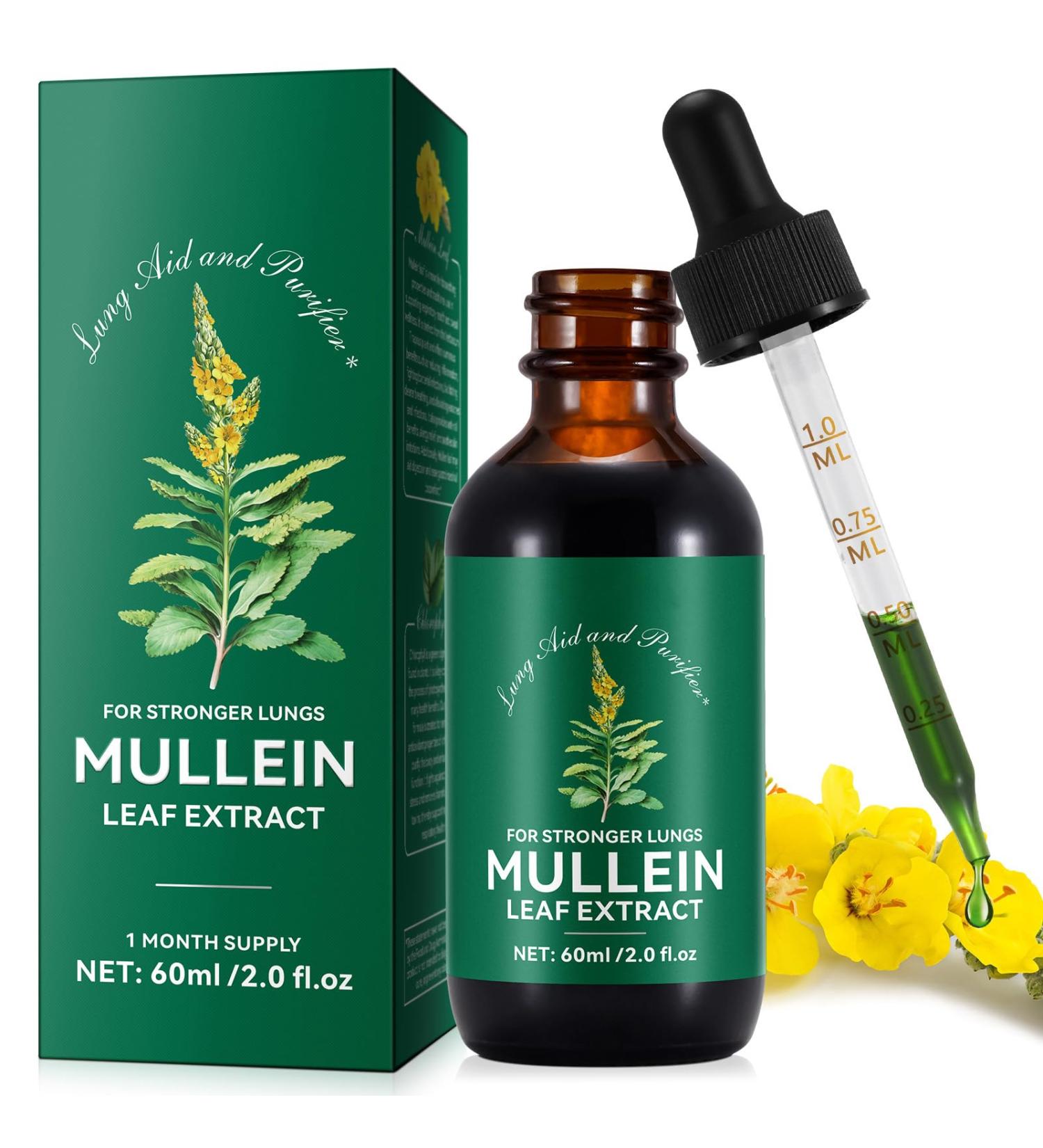 WeiWeiLa Mullein Drops for Lungs Mullein Leaf Extract for Lungs Mullein Leaf Tincture Drops Powerful Mullein Leaf Liquid Extract Drops Vegan Mullein Leaves Sublingual Fast Absorption 2 OZ - Buy Online on GoSupps.com